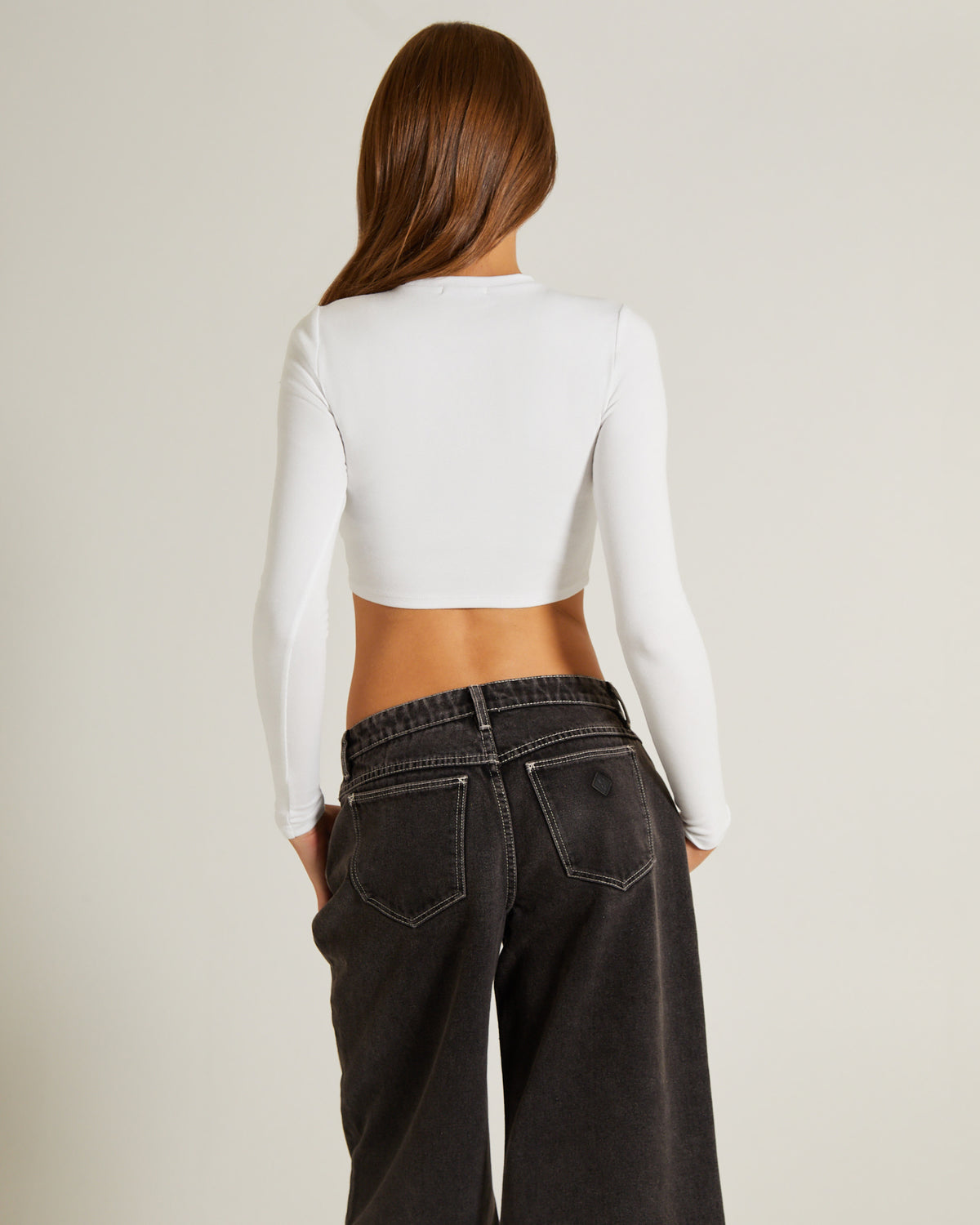 Long Sleeve Crop Top WHITE