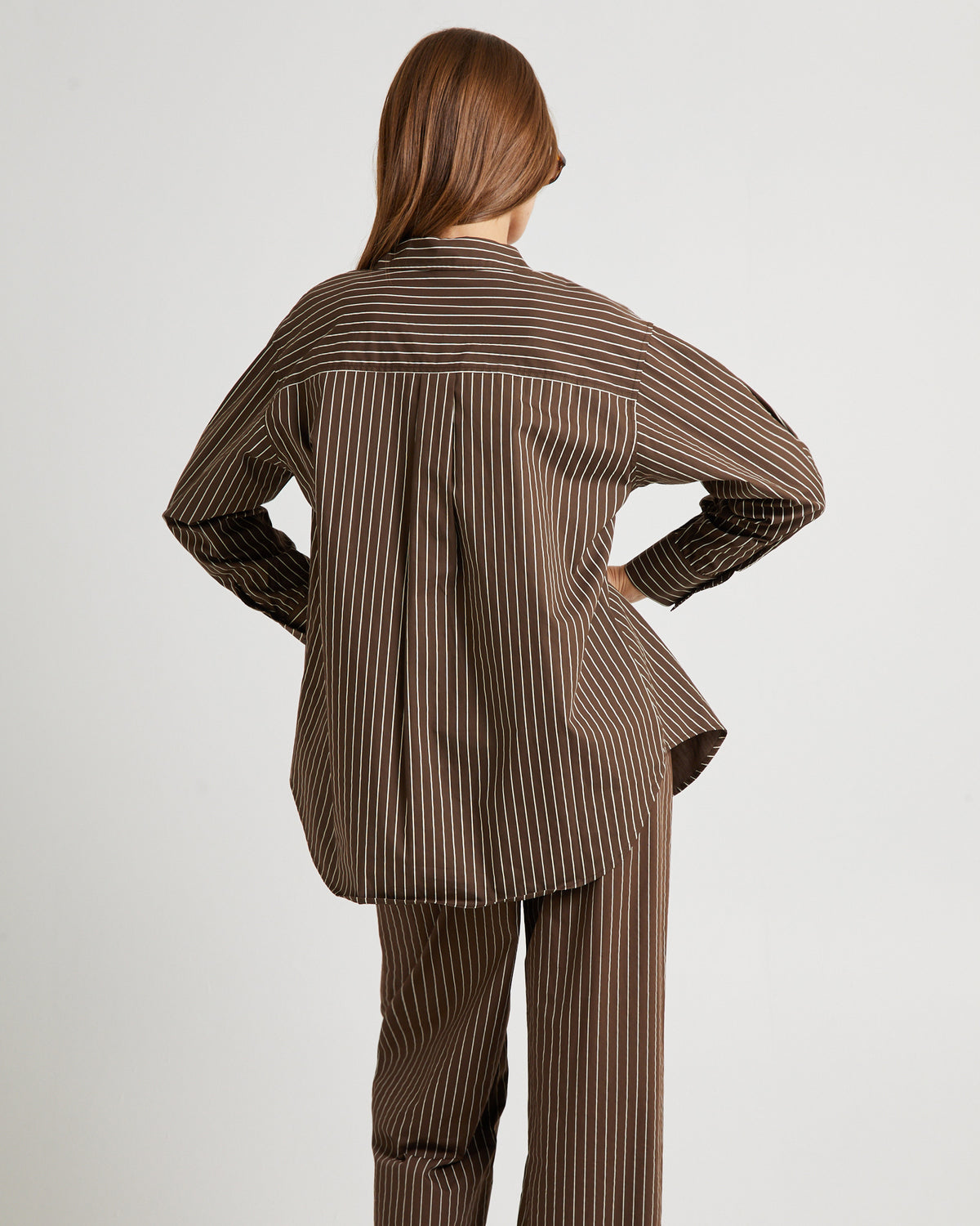 Poppy Poplin Long Sleeve Shirt BROWN/WHITE STRIPE