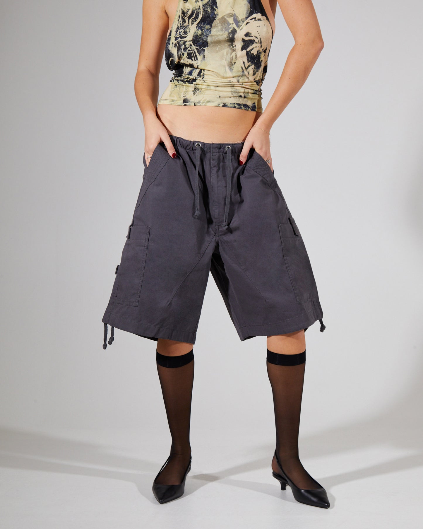 Parachute Cargo Shorts Vintage Grey