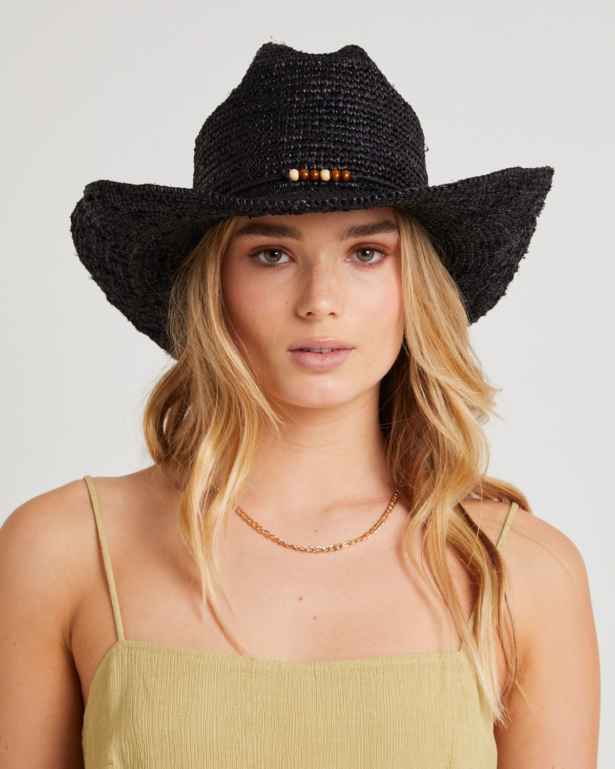 Beach Side Rafia Cowboy Hat BLACK