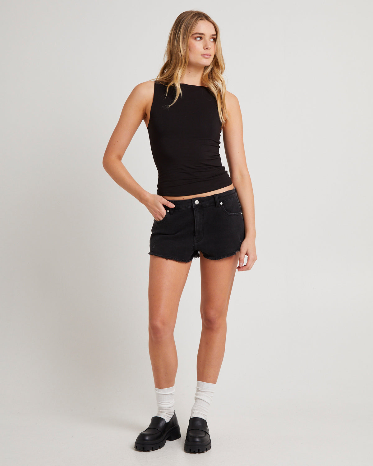 Del Ray Decon Denim Shorts AFTERS BLACK