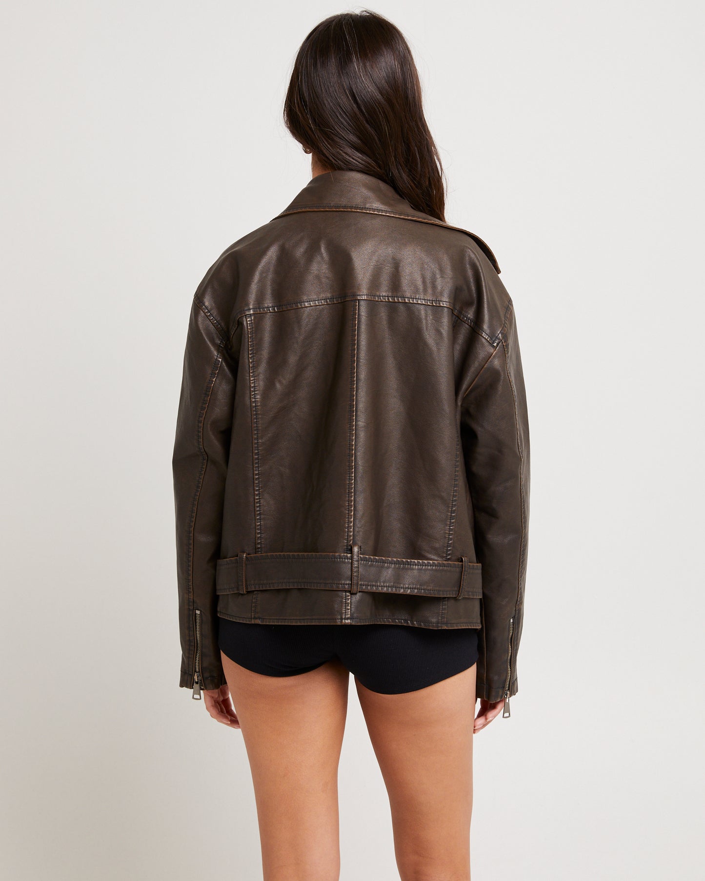 Ines Distressed Biker Jacket