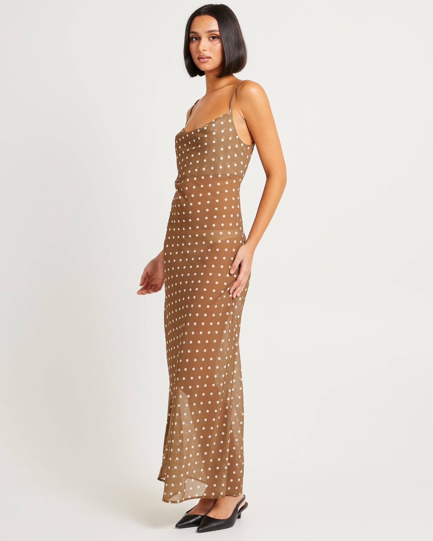 Paris Polka Dot Sheer Maxi Dress