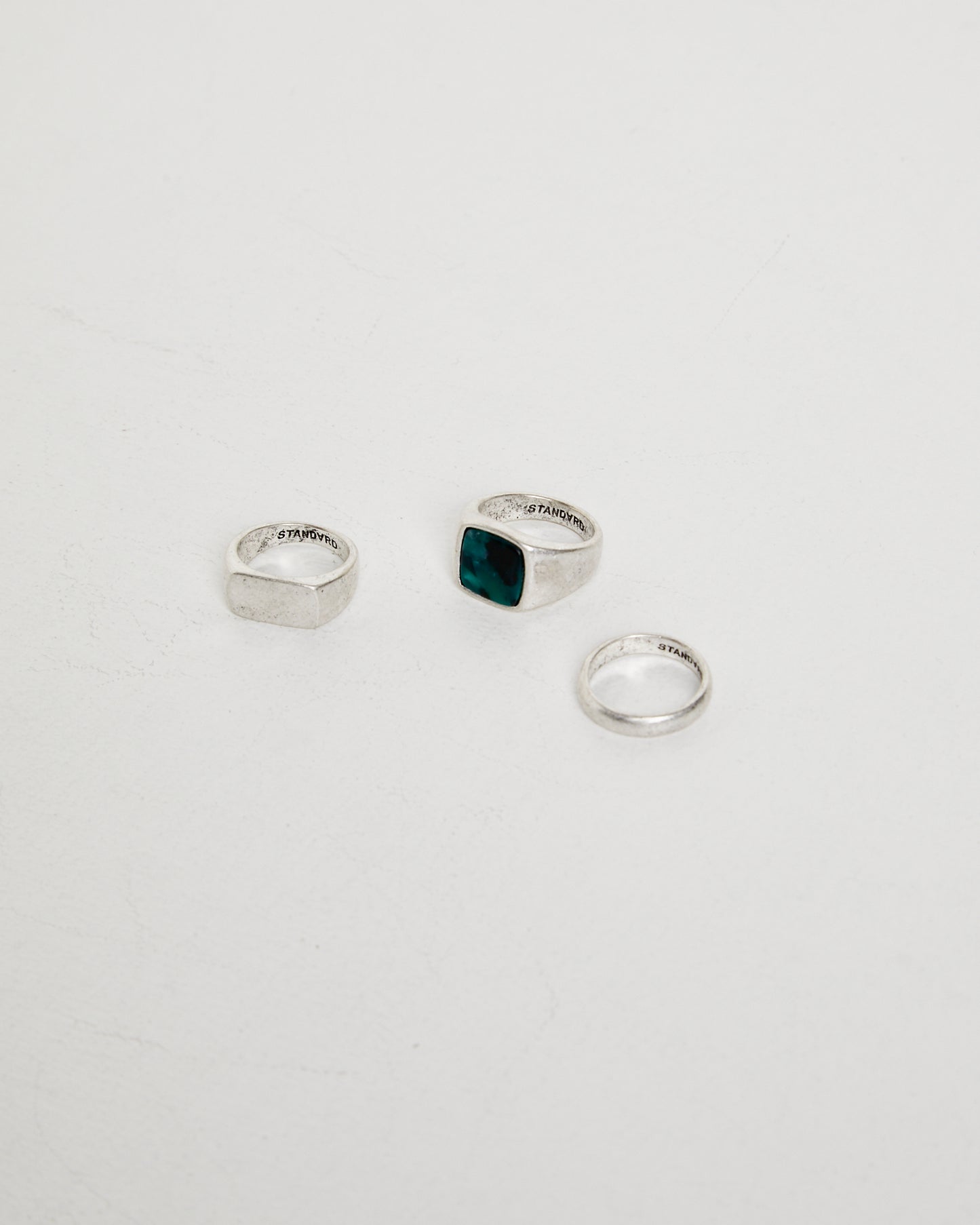 Square Inlay Signet Ring Set