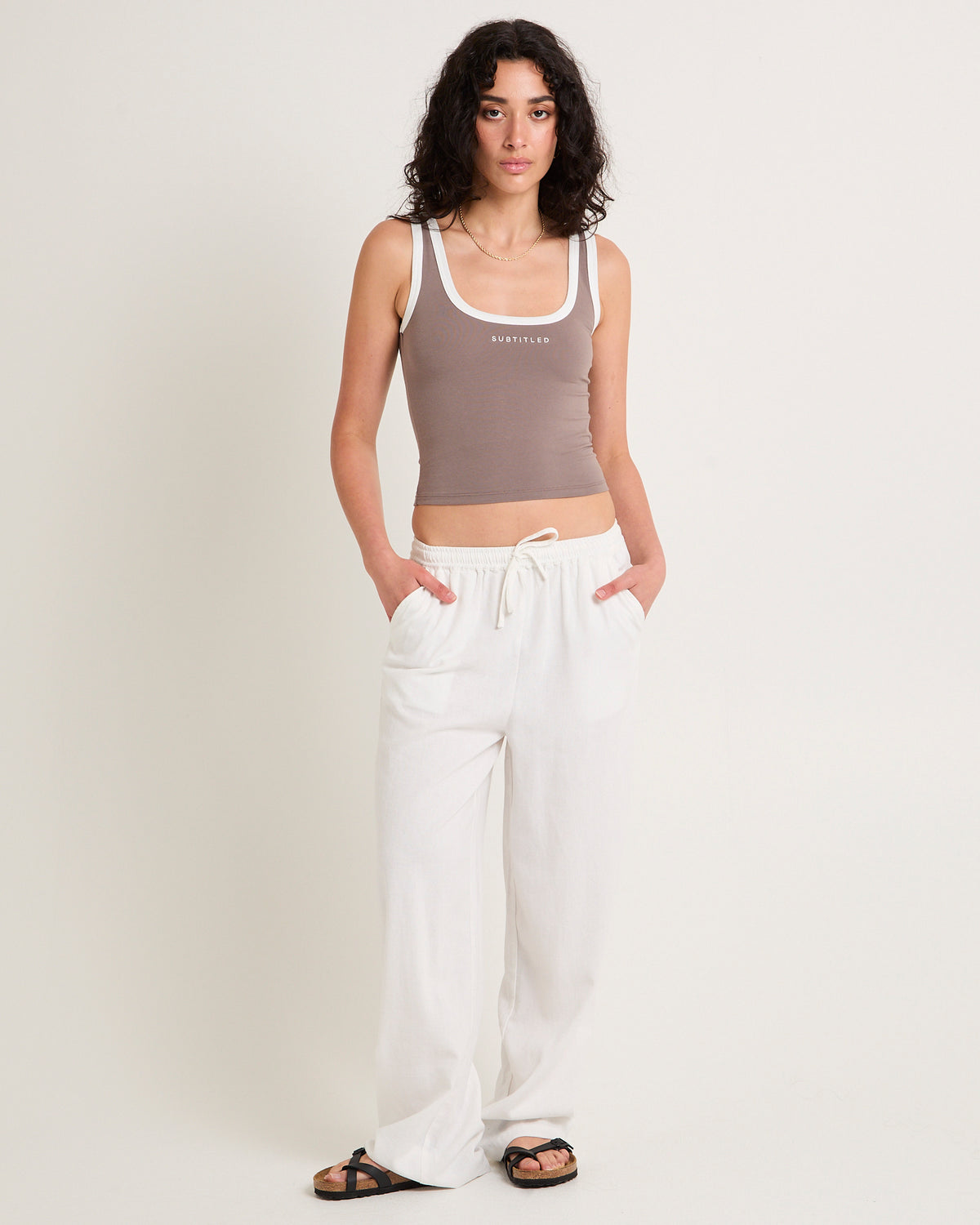 Contrast Tank Top MUSHROOM