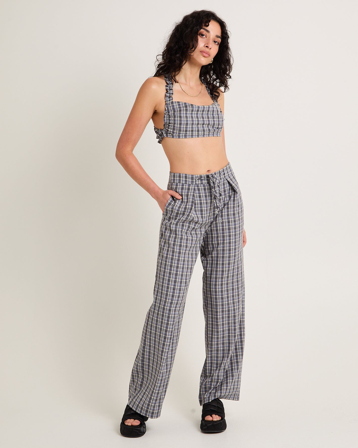 Dion Check Relaxed Belt Pants