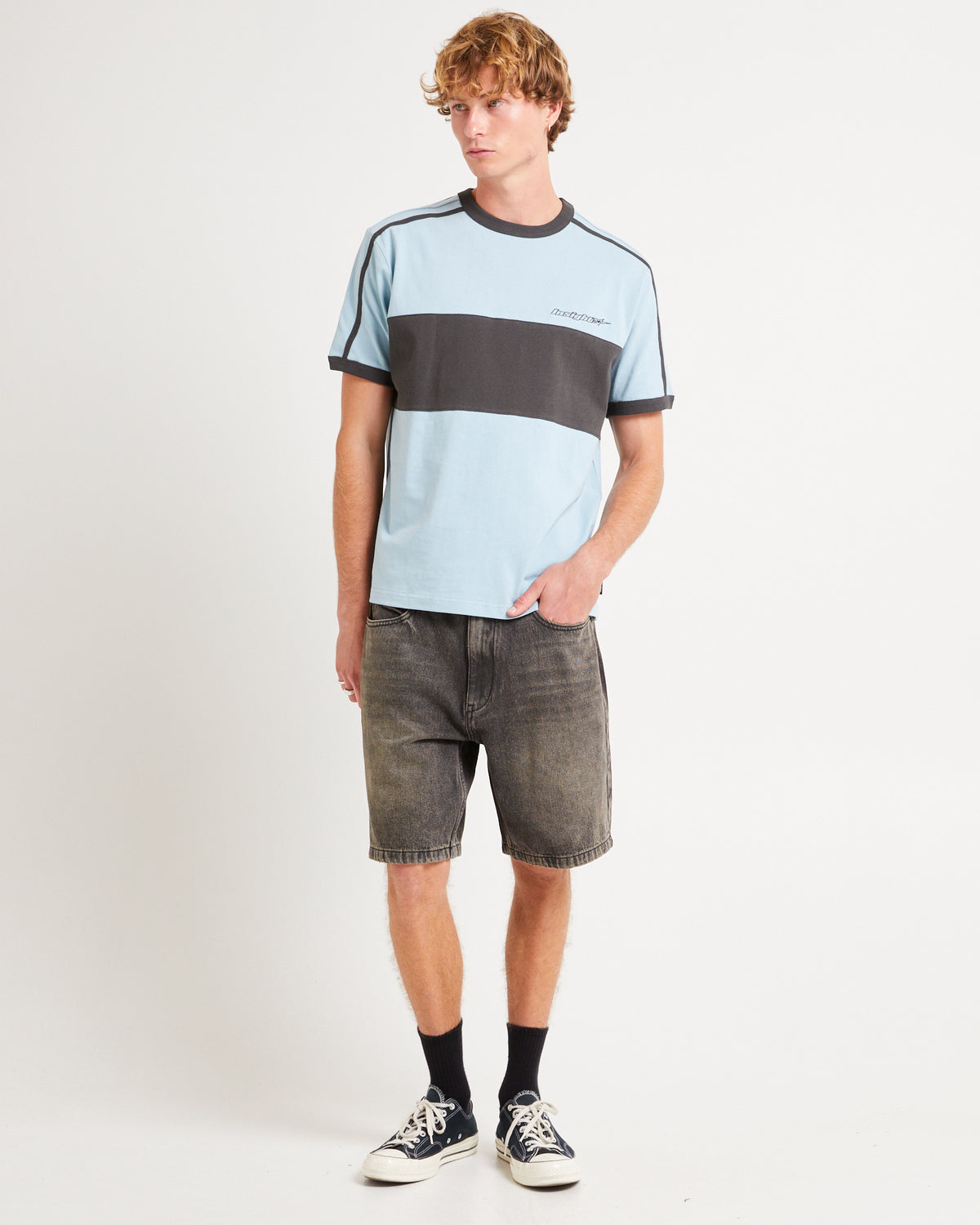 Nights Panelled Ringer T-Shirt POWDER