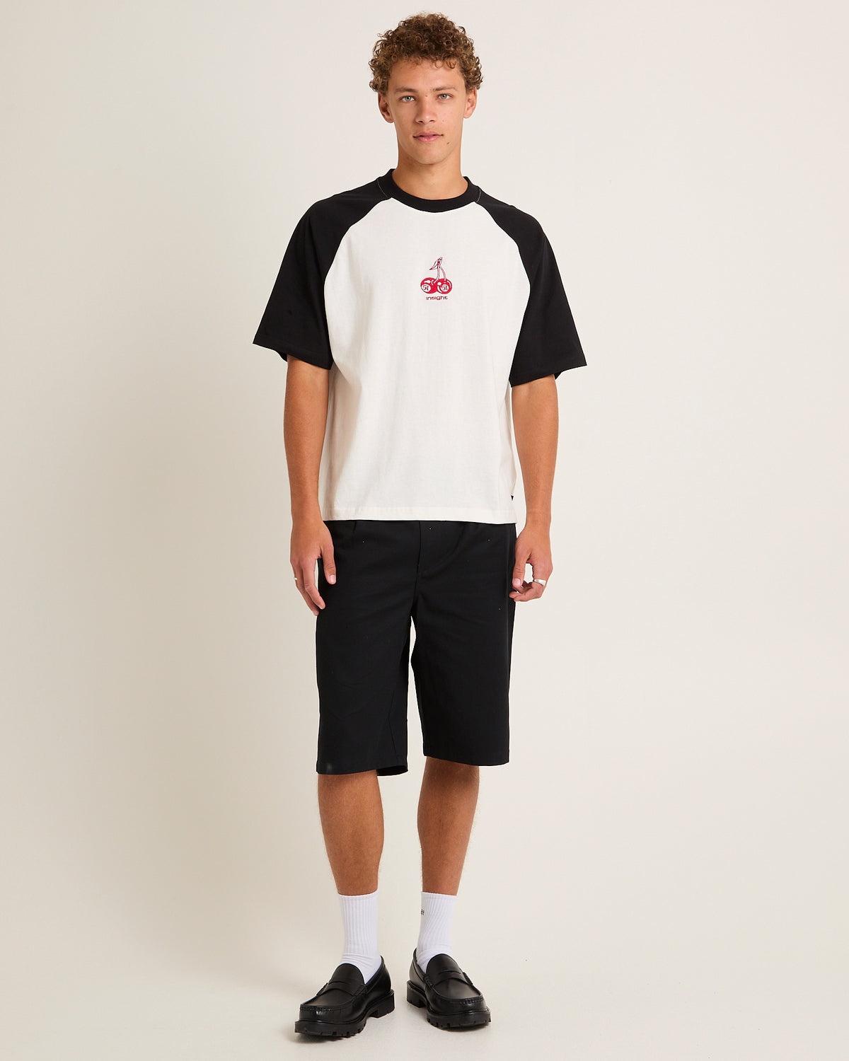 Cherries Raglan Cropped T-Shirt VINTAGE WHITE