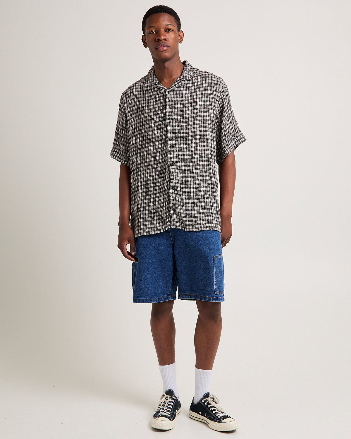 Asta Seer Sucker Regular Shirt Steel Check Check