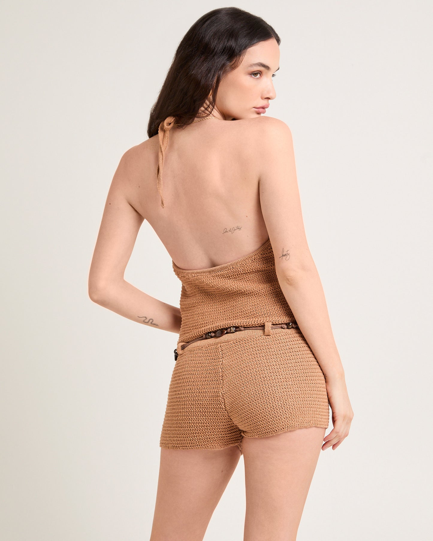 Clara Metallic Knit Halter Top