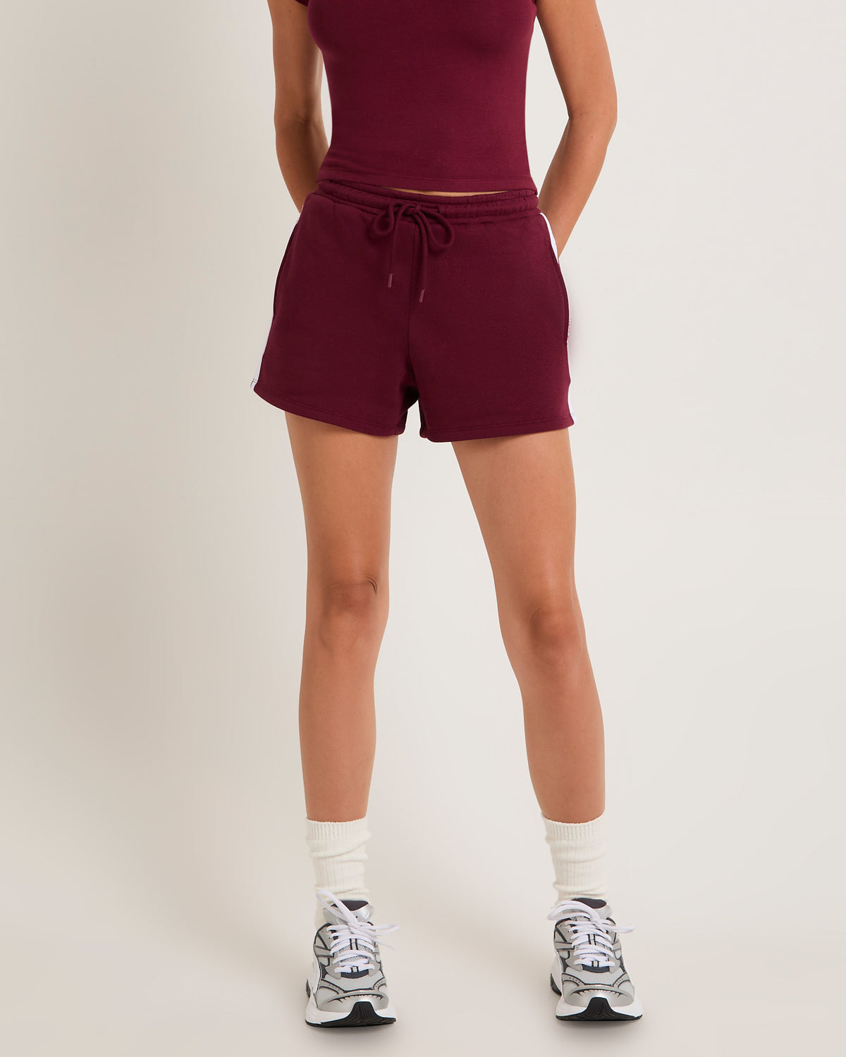 Subtitled Fleece Shorts MERLOT