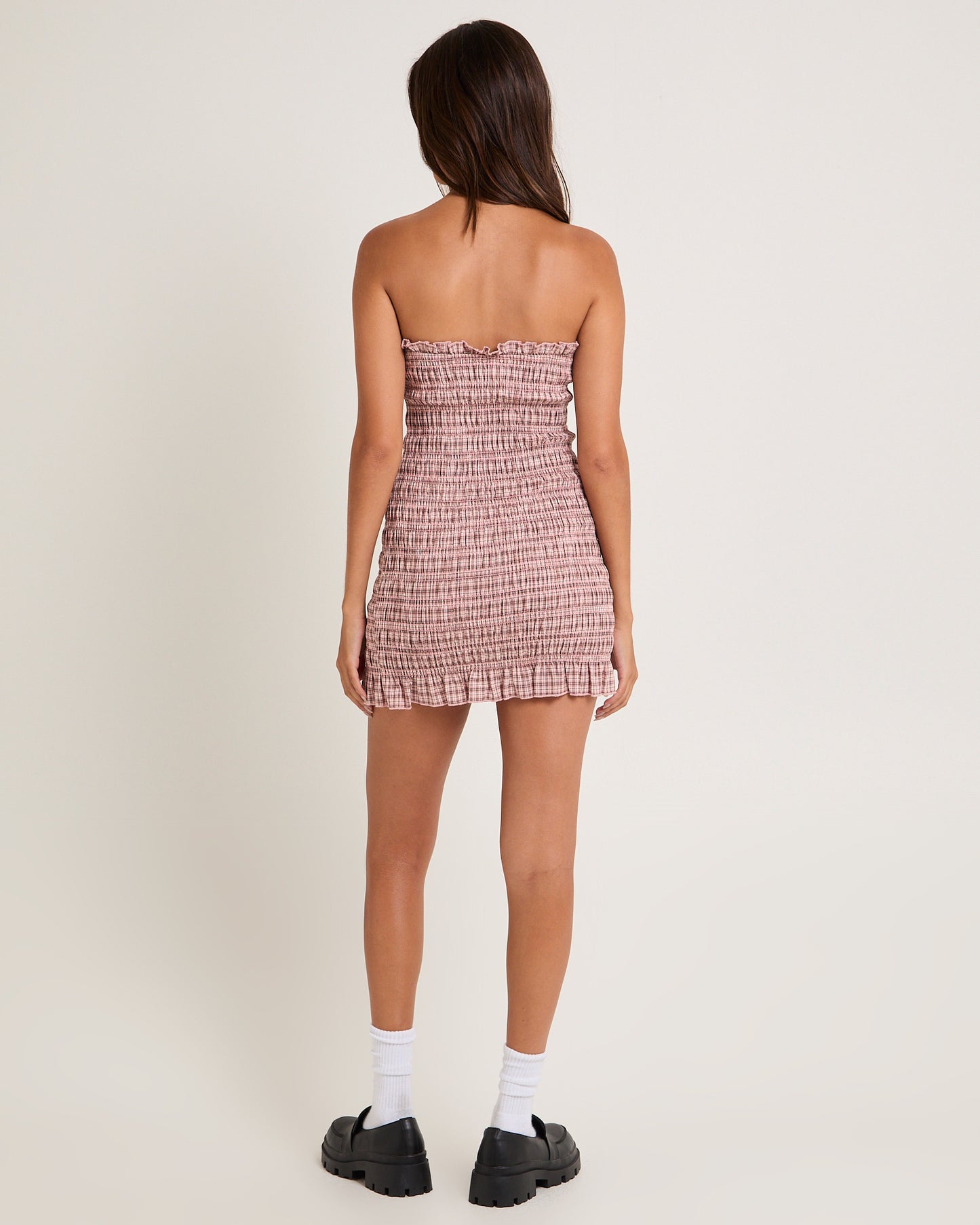 Sandra Gingham Bandeau Mini Dress