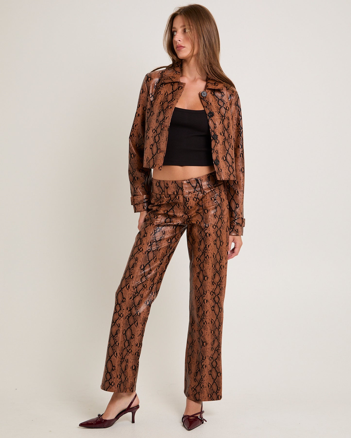 Stassy Snake Faux Leather Pants