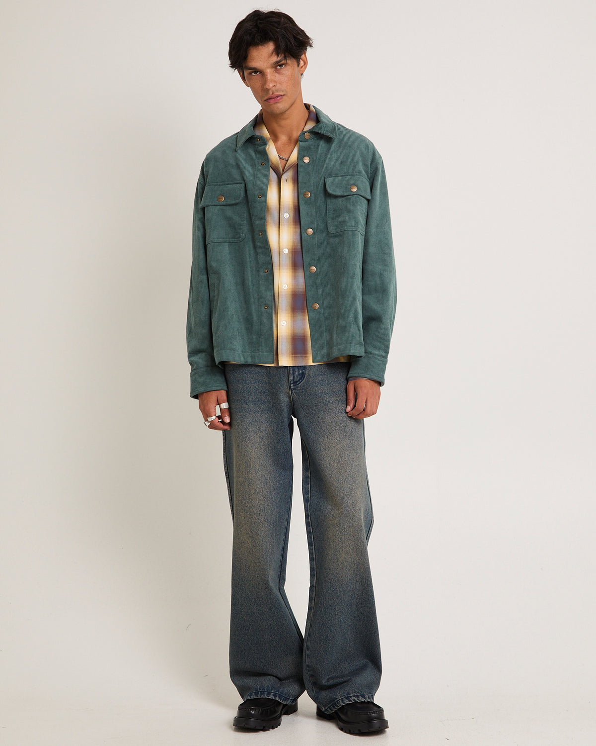 Conditions Corduroy Long Sleeve Overshirt TEAL