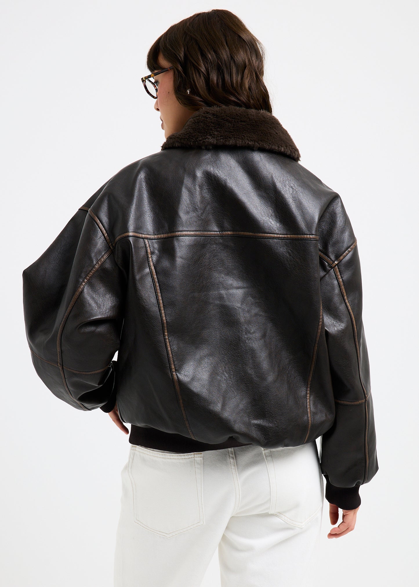 Cody Fur Trim Distressed PU Jacket