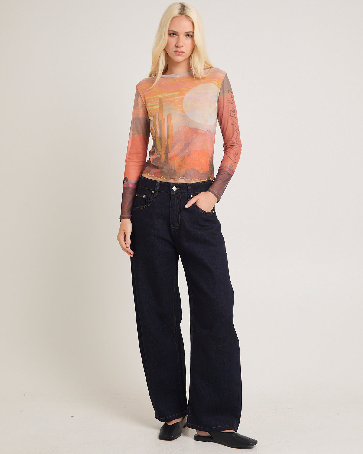 The Mesh Crop Long Sleeve Top NOBODY'S DARLIN