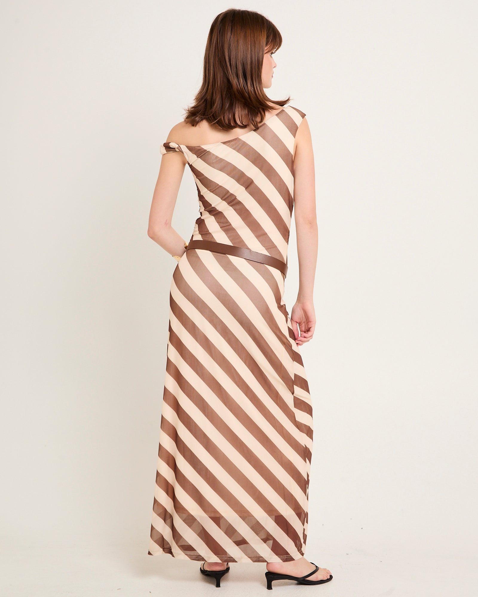 mesh stripe maxi dress Motel darsih striped mesh cami maxi dress in dark gray