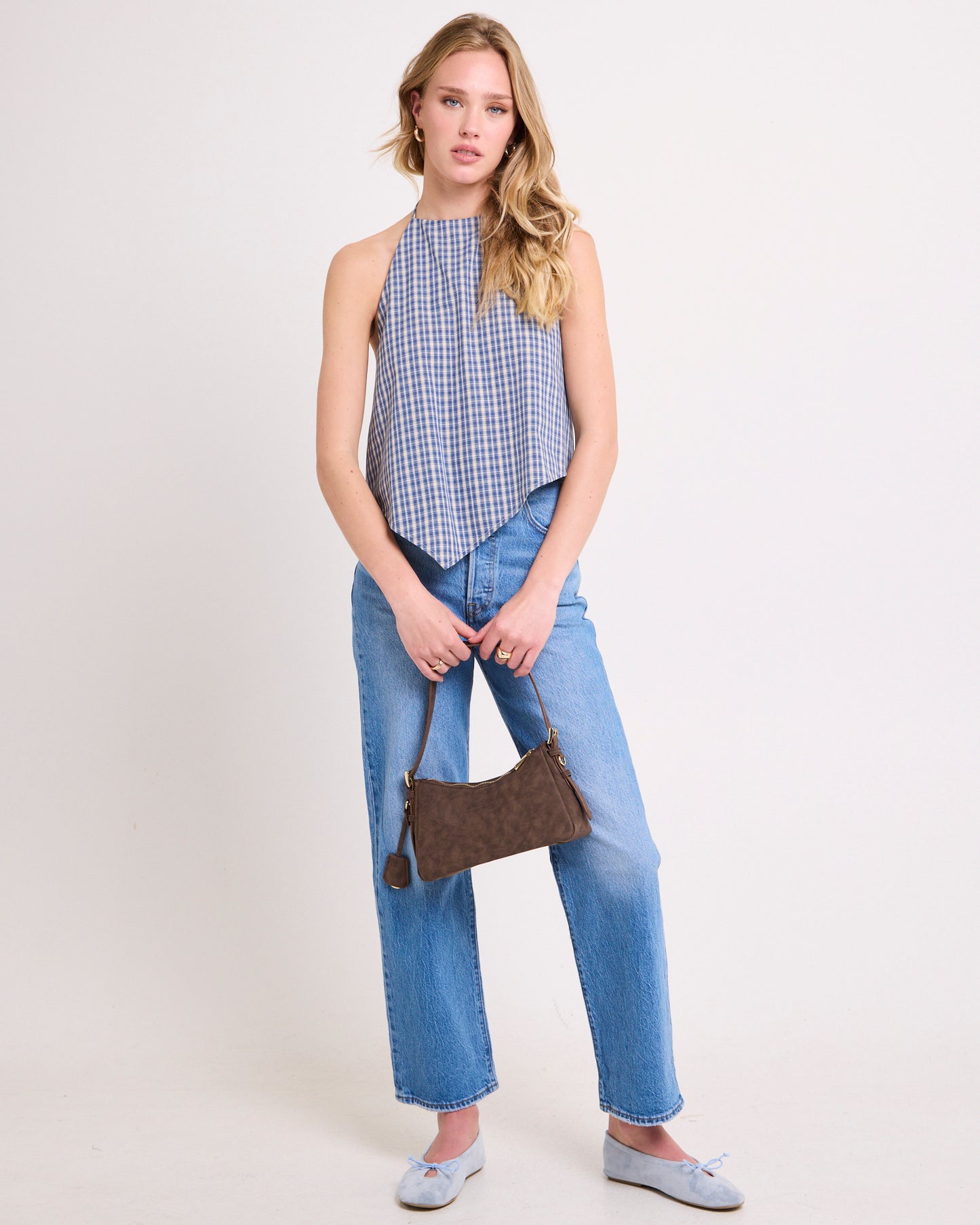 Iluka Check High Neck Top