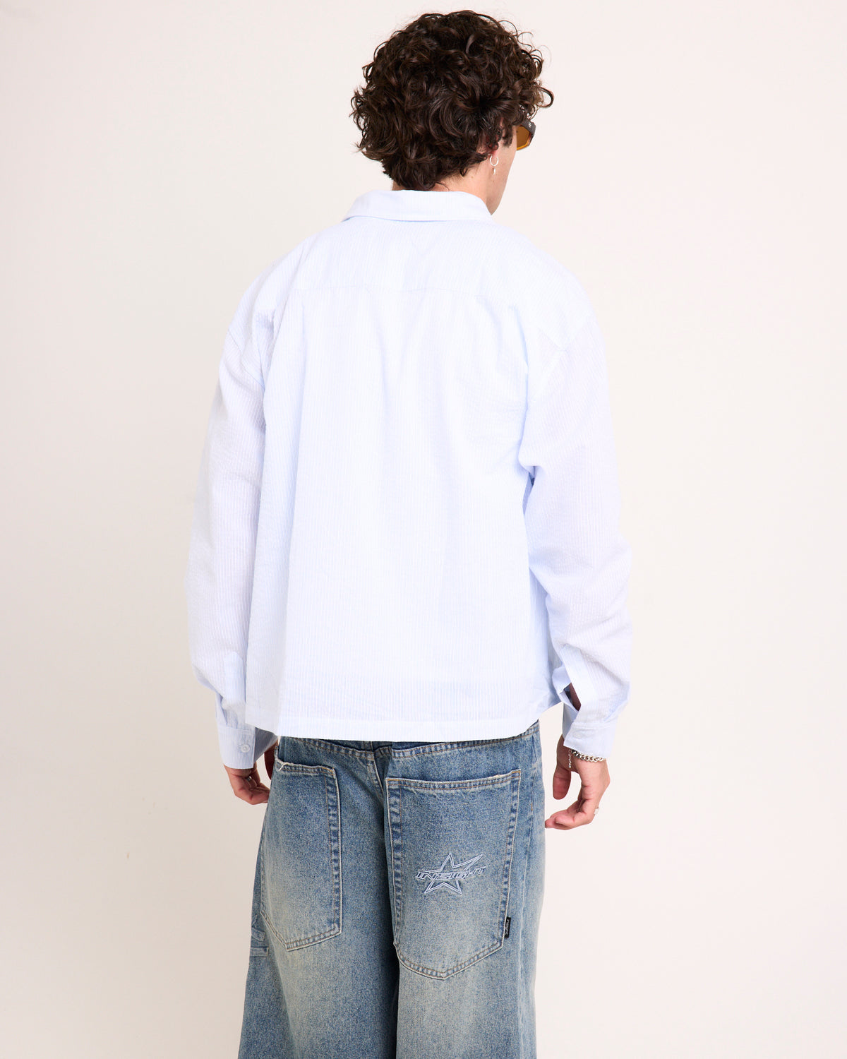 Cassa Long Sleeve Cropped Shirt BLUE