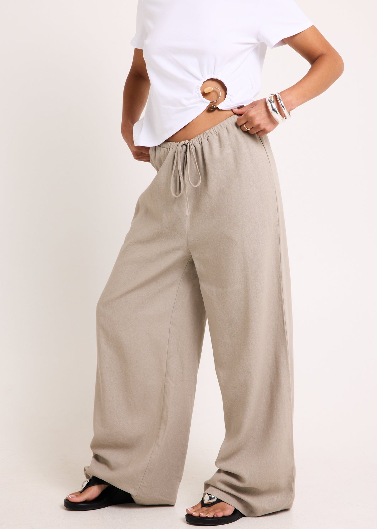 Hideaway Linen Wide Leg Pants TAUPE
