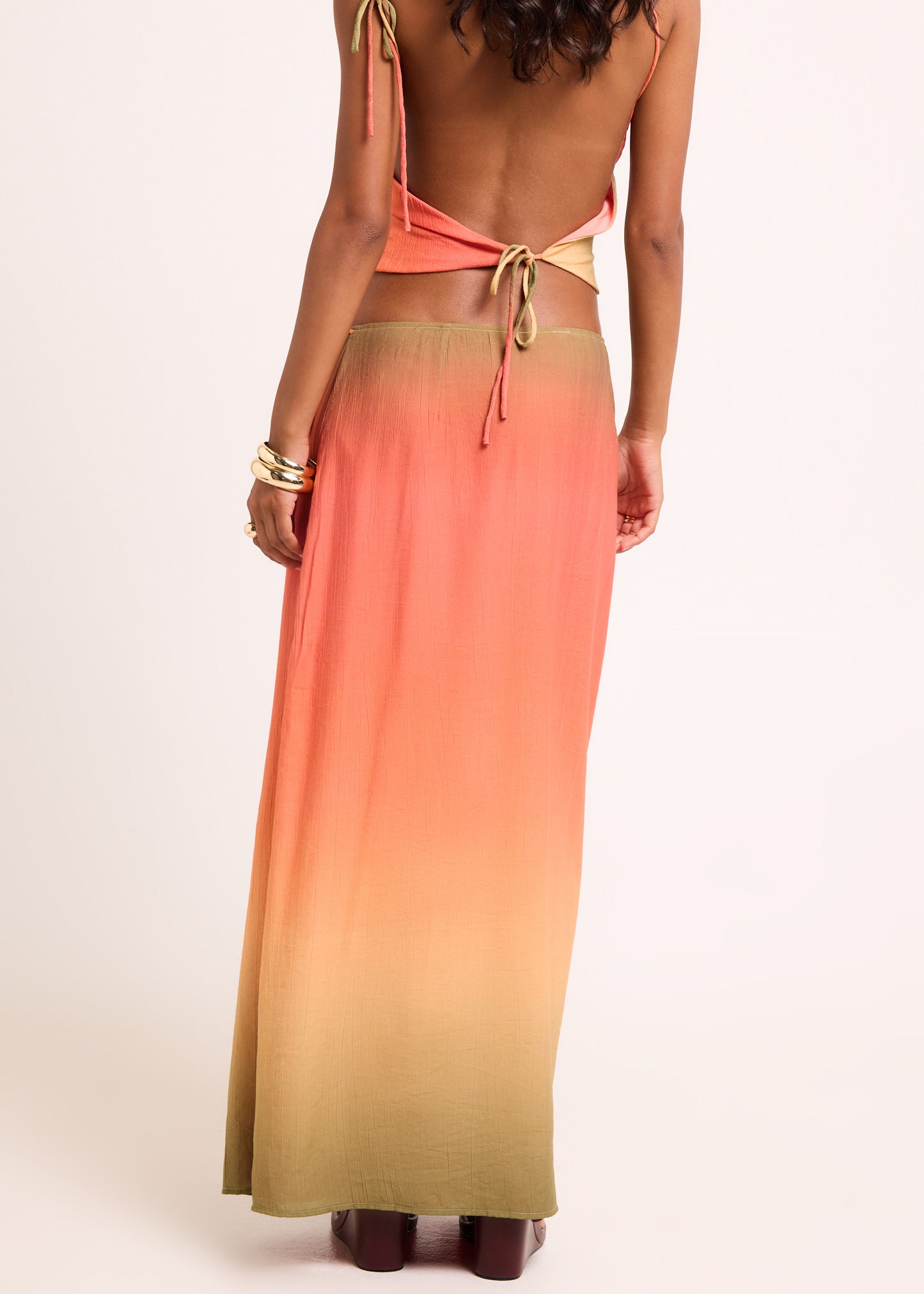 Earth Ombre Wrap Midi Skirt