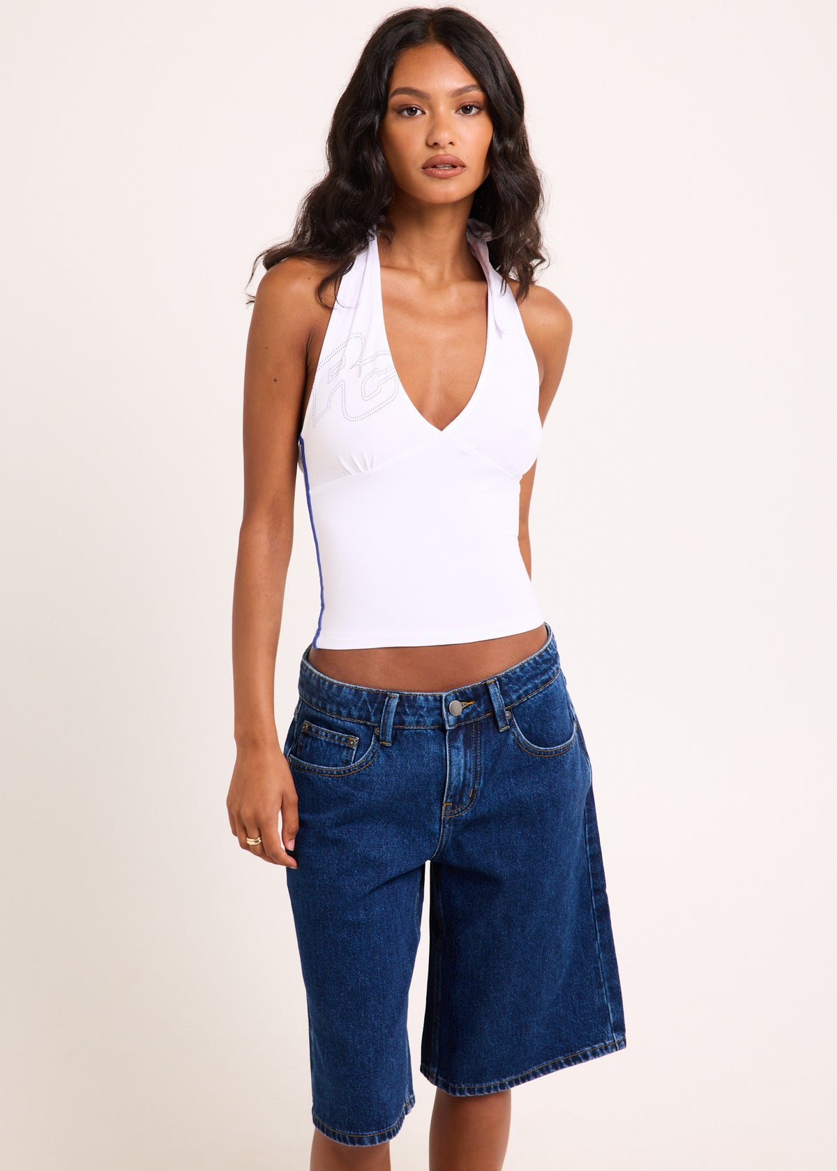 Archive Script Jersey Halter WHITE