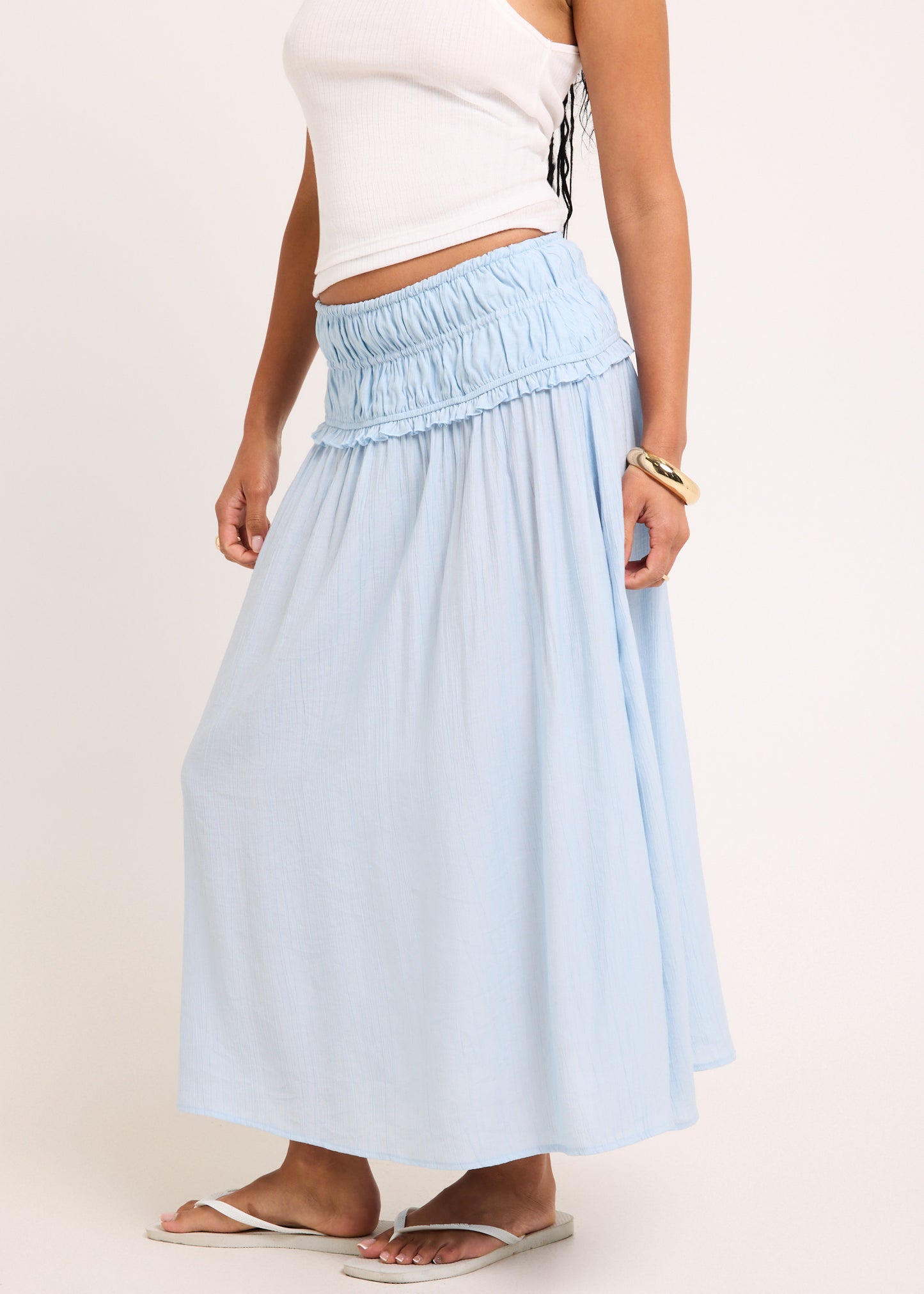 Chloe Shirred Midi Skirt