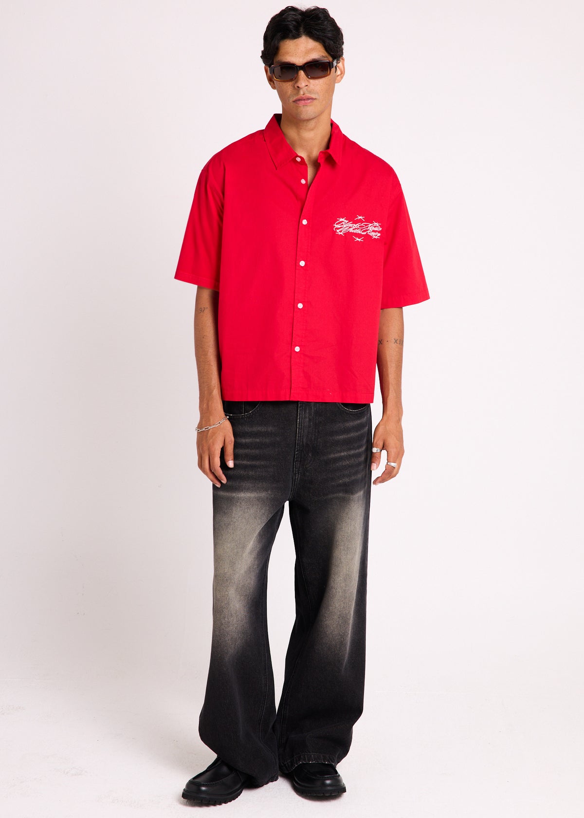 Script Short Sleeve Shirt RED