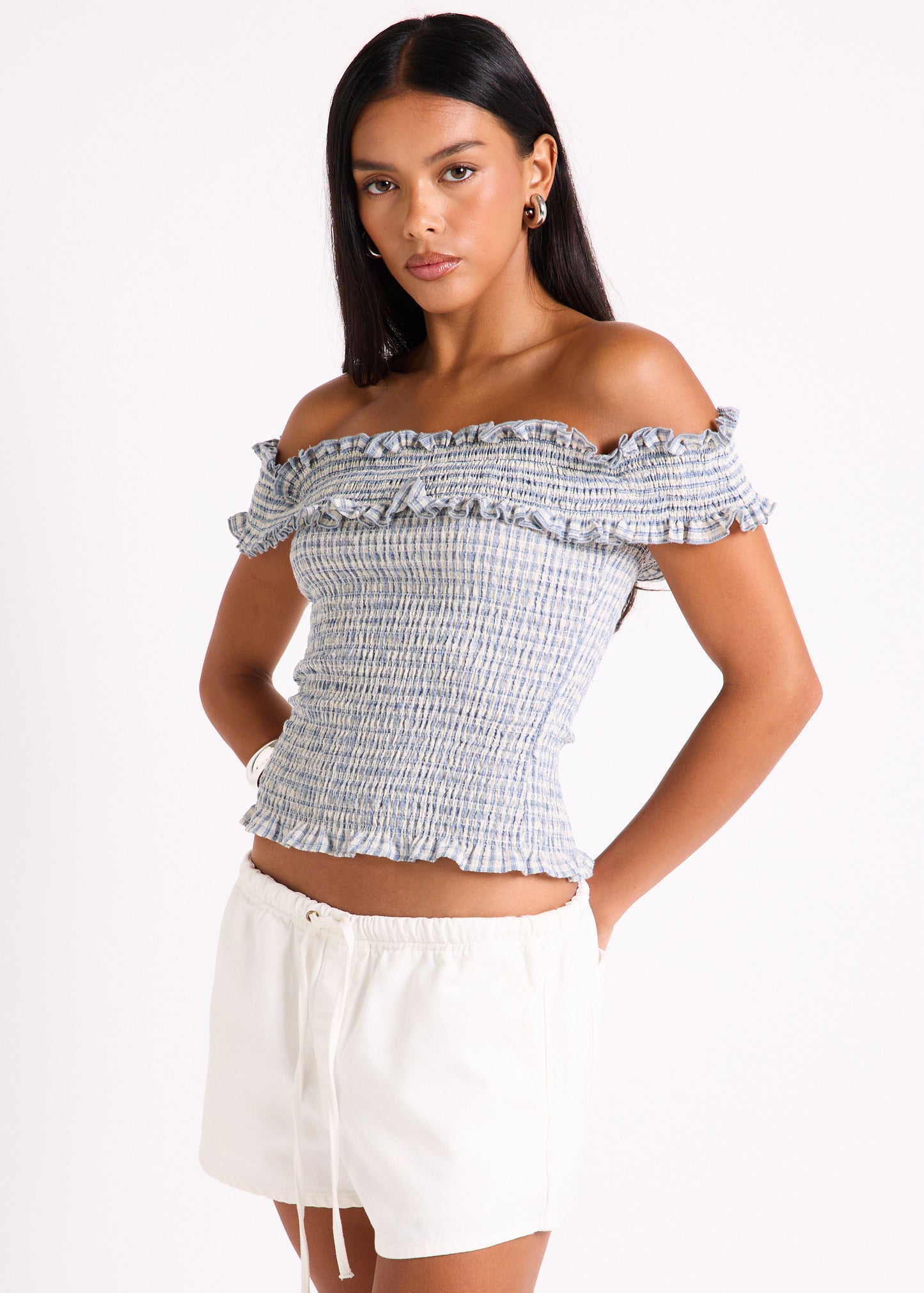 Rayna Shirred Off Shoulder Top