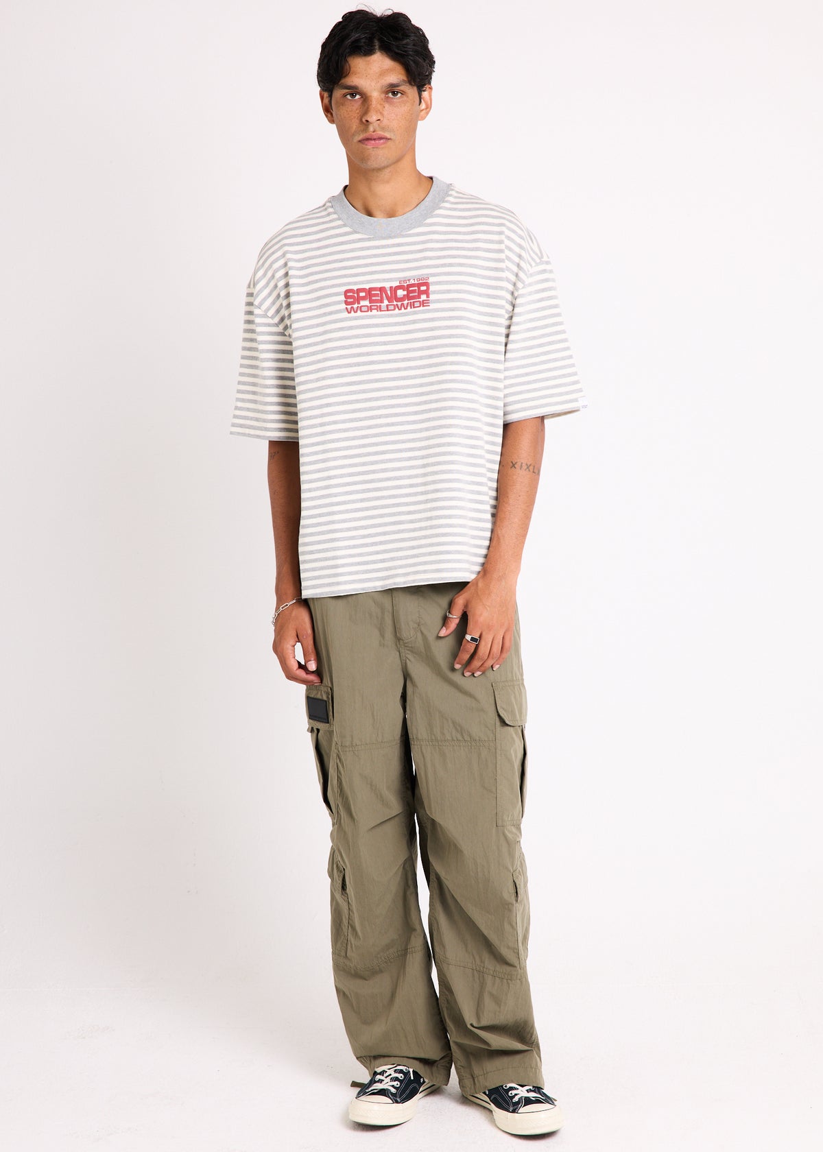 Minor  Stripe Short Sleeve T-Shirt GREY