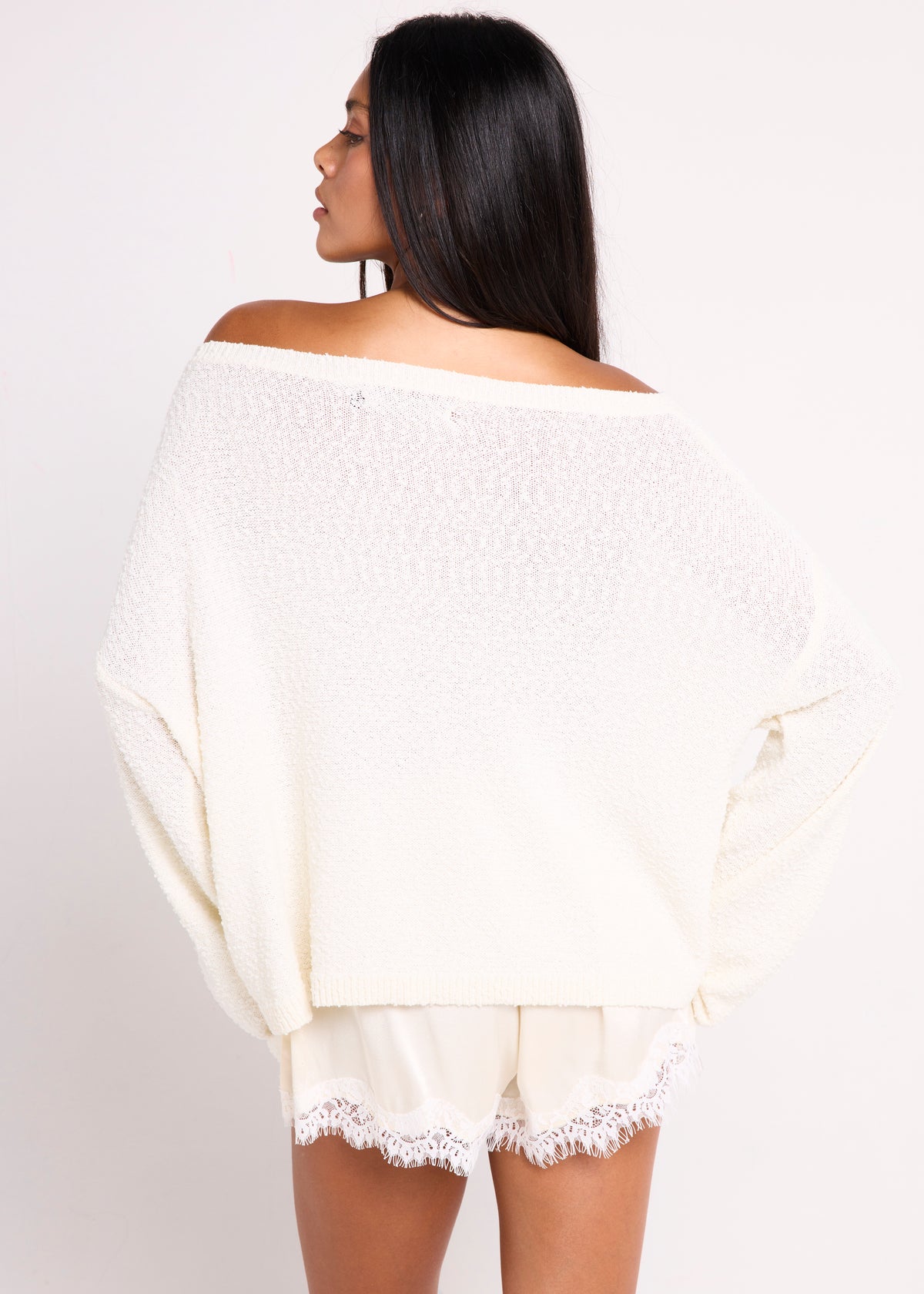 Sully Boucle Off Shoulder Knit Top WHITE