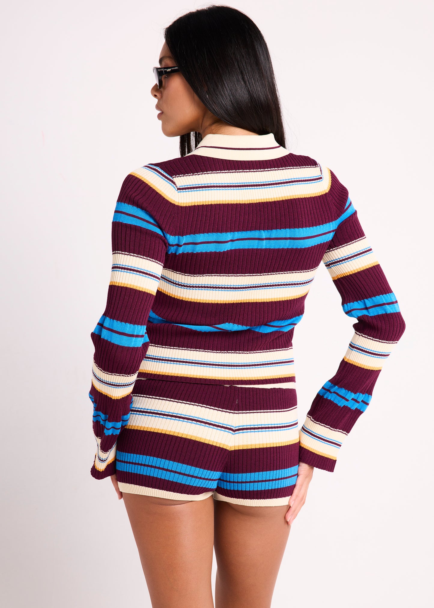 Piper Polo Shirred Knit Top
