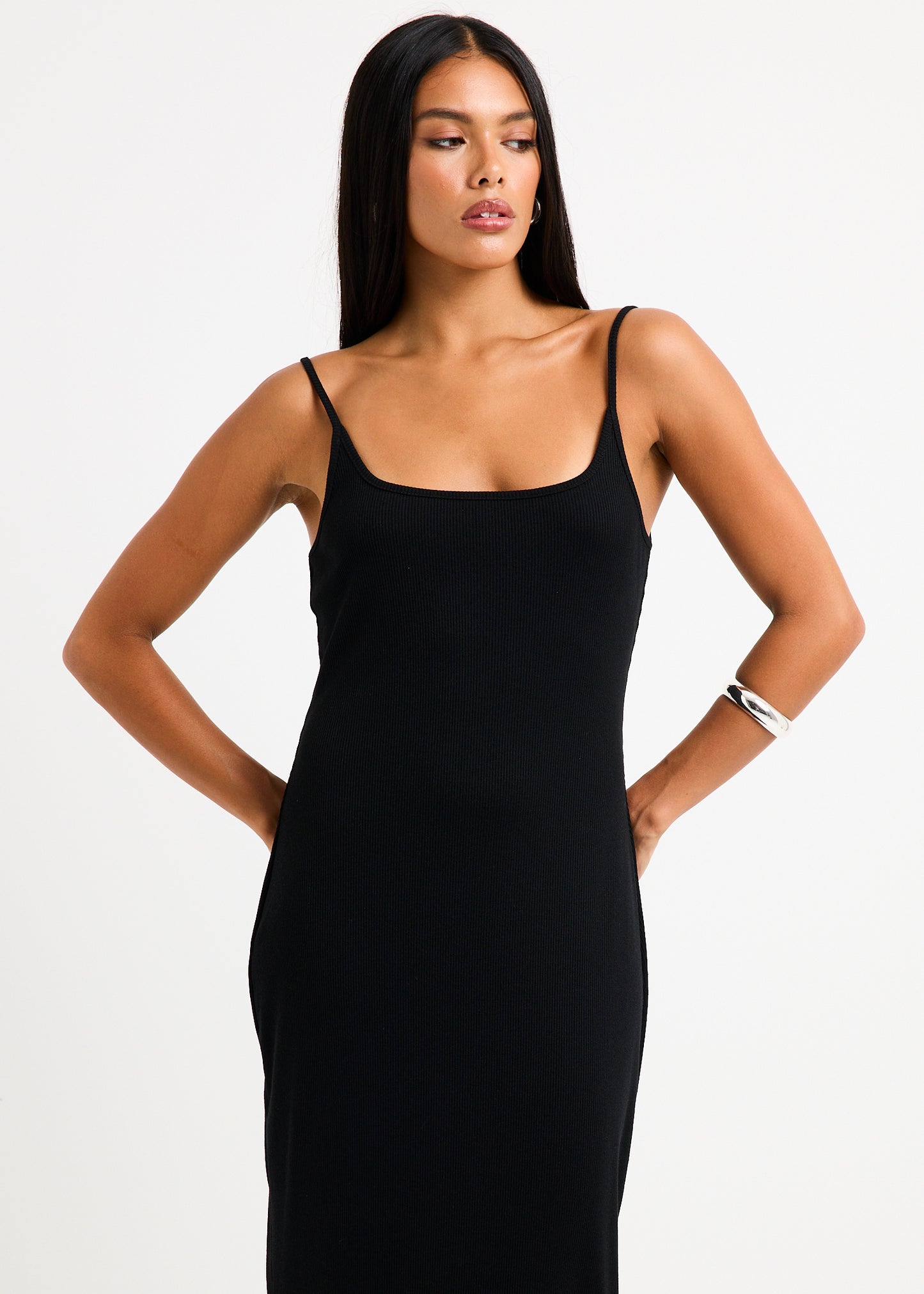 Straight Neck Maxi Dress