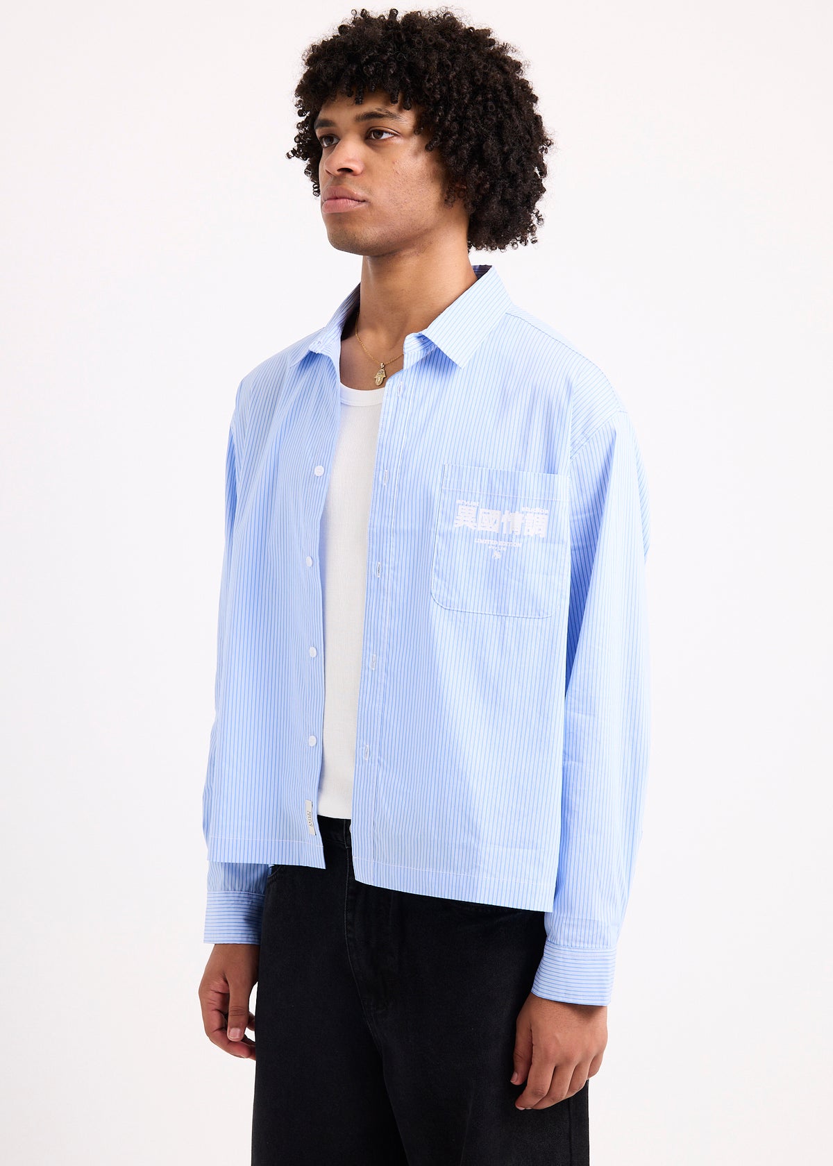 Honolulu Cropped Long Sleeve Shirt BLUE