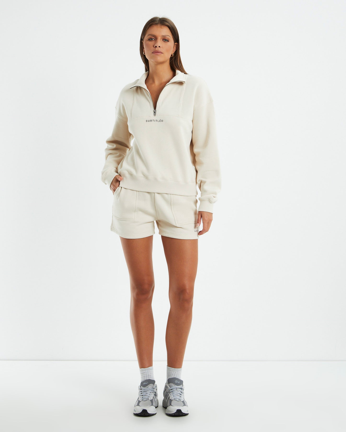 Subtitled State Fleece Shorts Oat