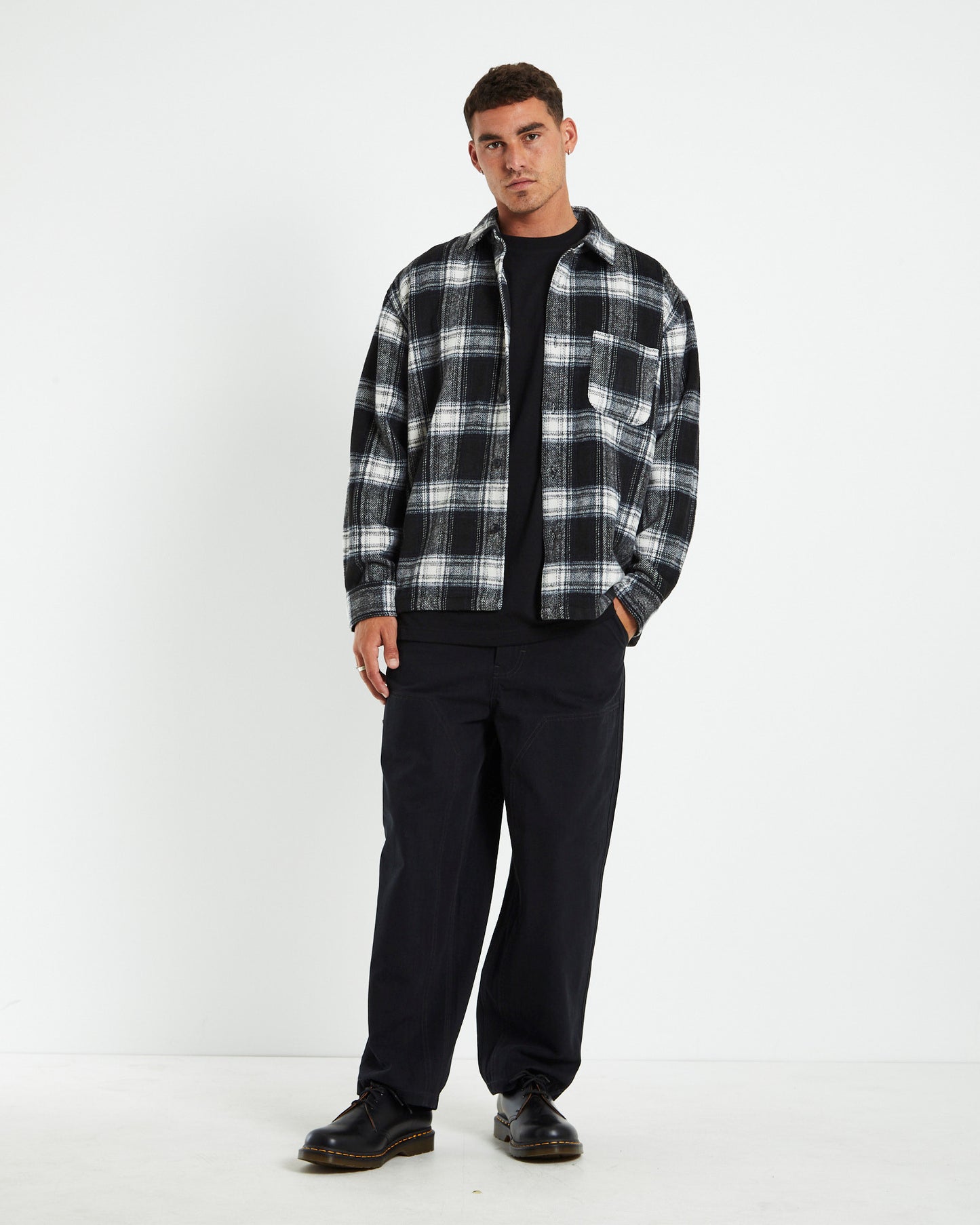 Herringbone Double Knee Pants Black