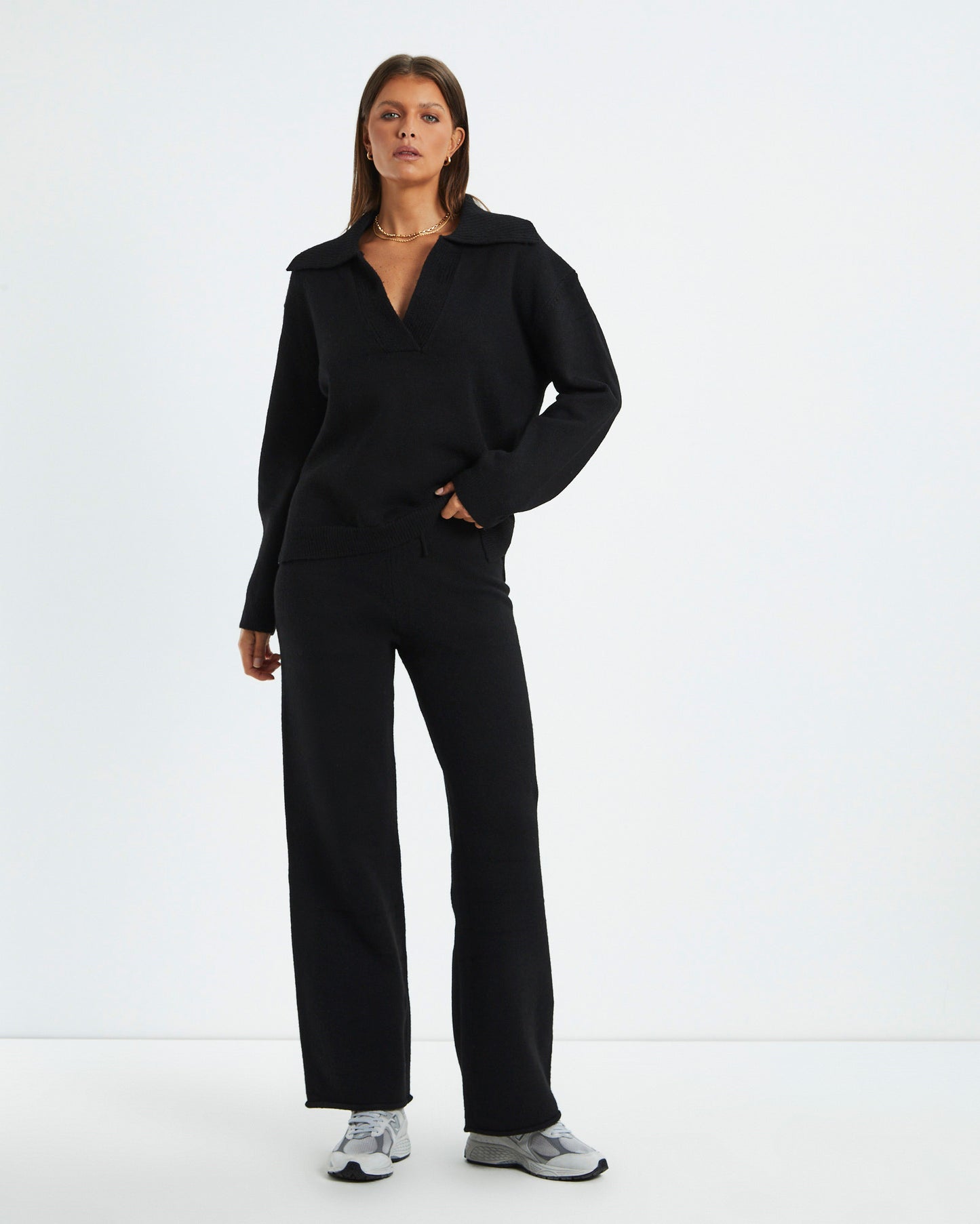 Avari Knit Lounge Polo Black