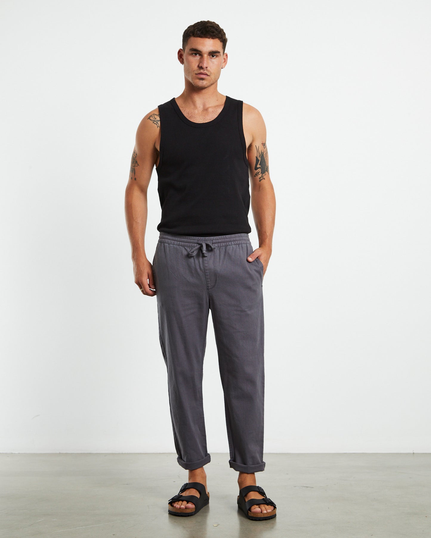 Brody Linen Pants Charcoal Grey