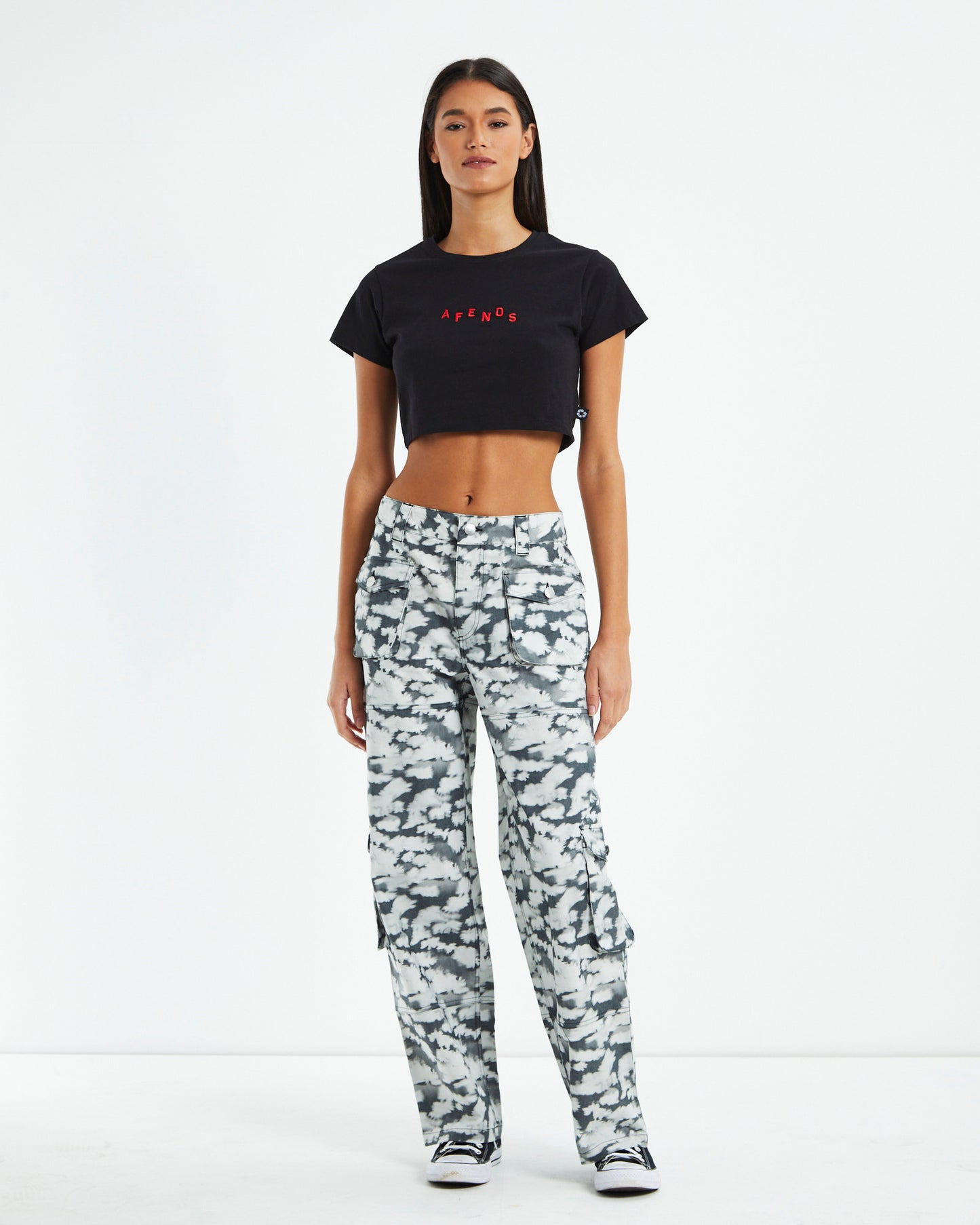 Recycled Cargo Pants Black Floral