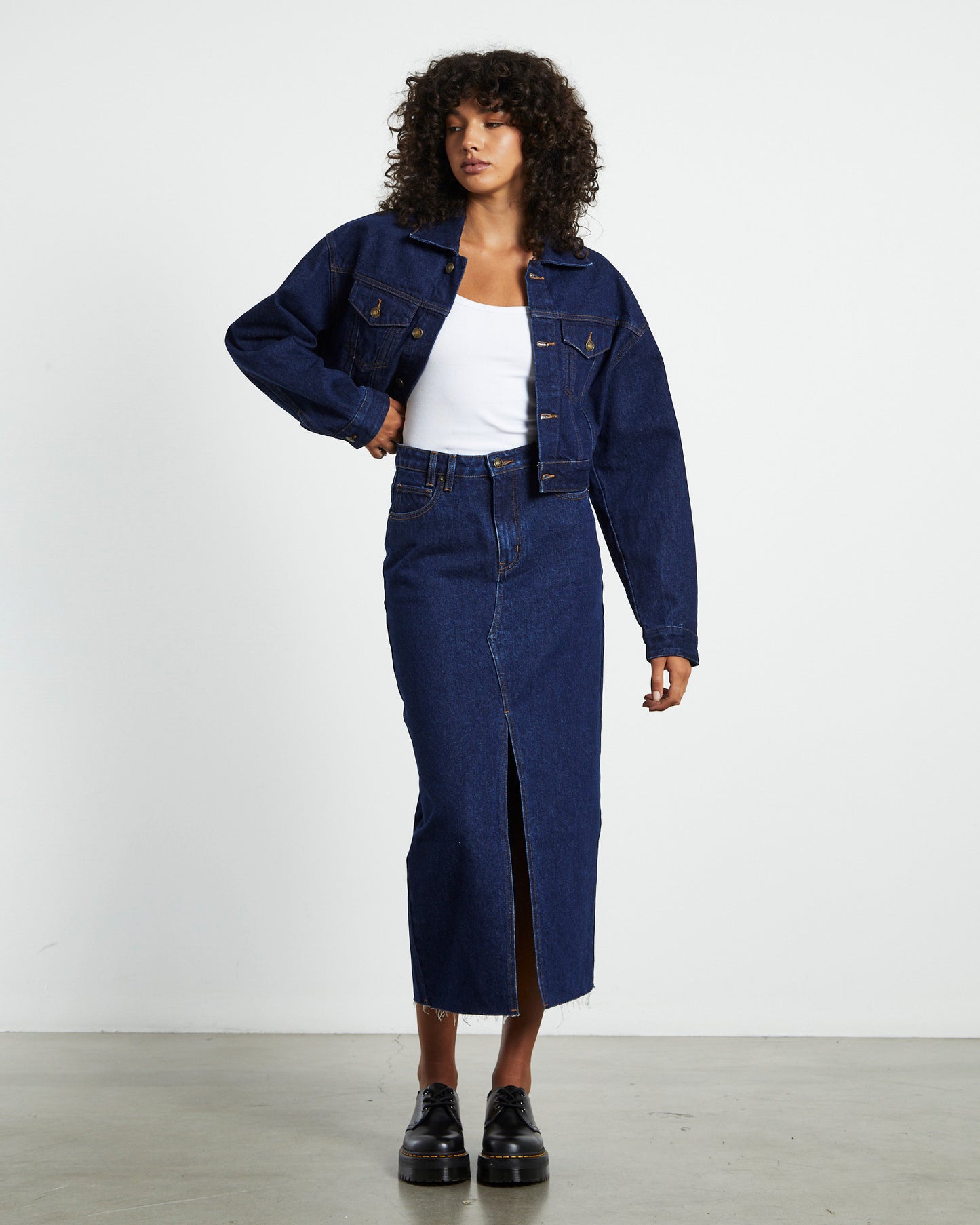 Eva Maxi Denim Skirt Ink Blue