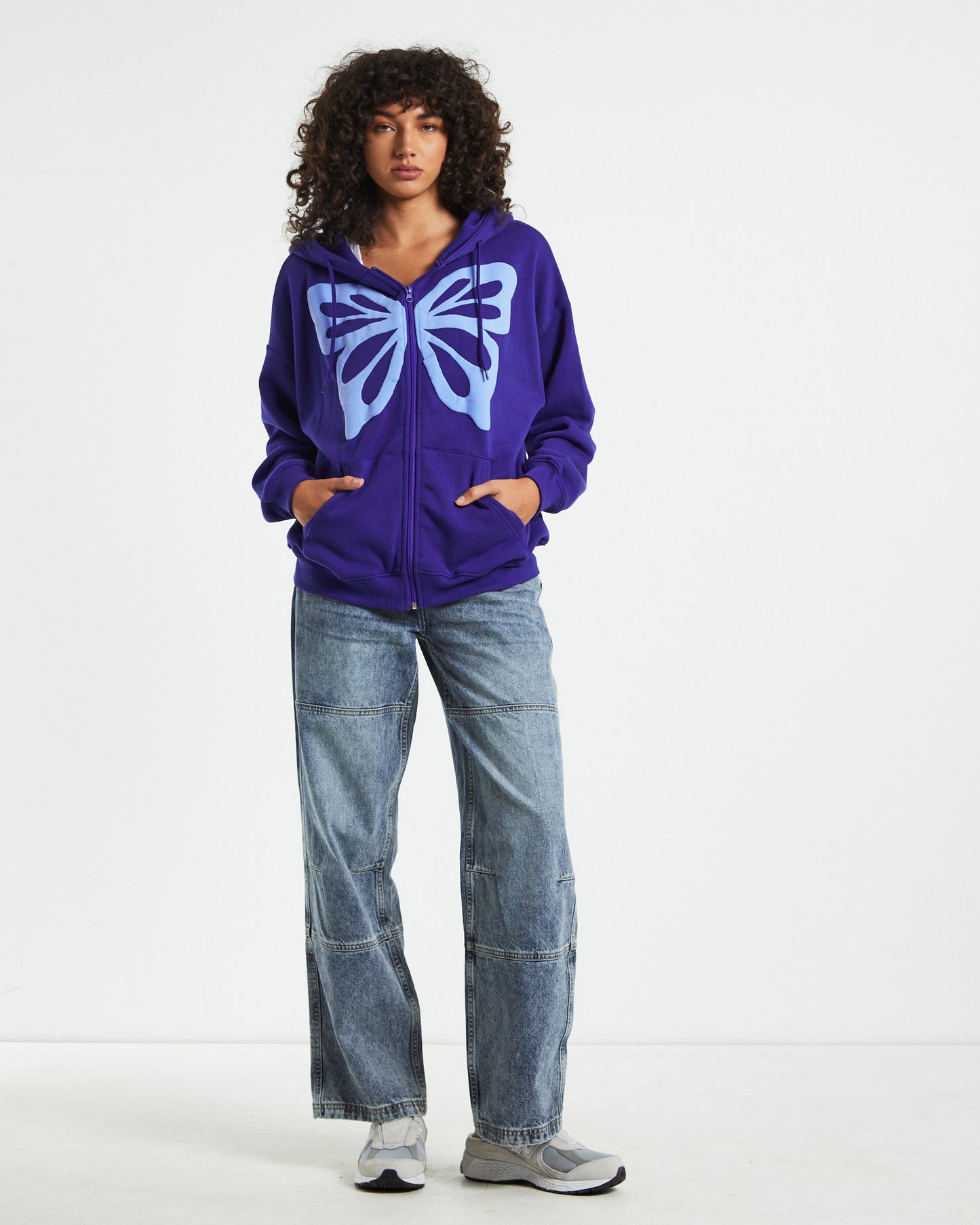 Bronx Oversized Zip Through Fleece Jacket Blue
