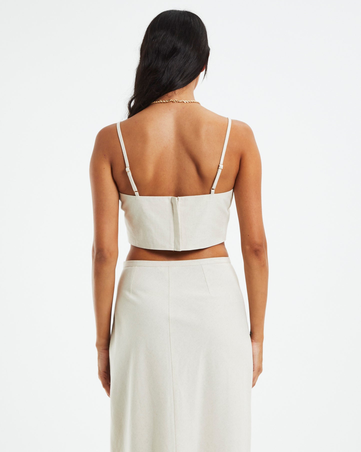 Delilah Linen Bandeau Top Oat Marle