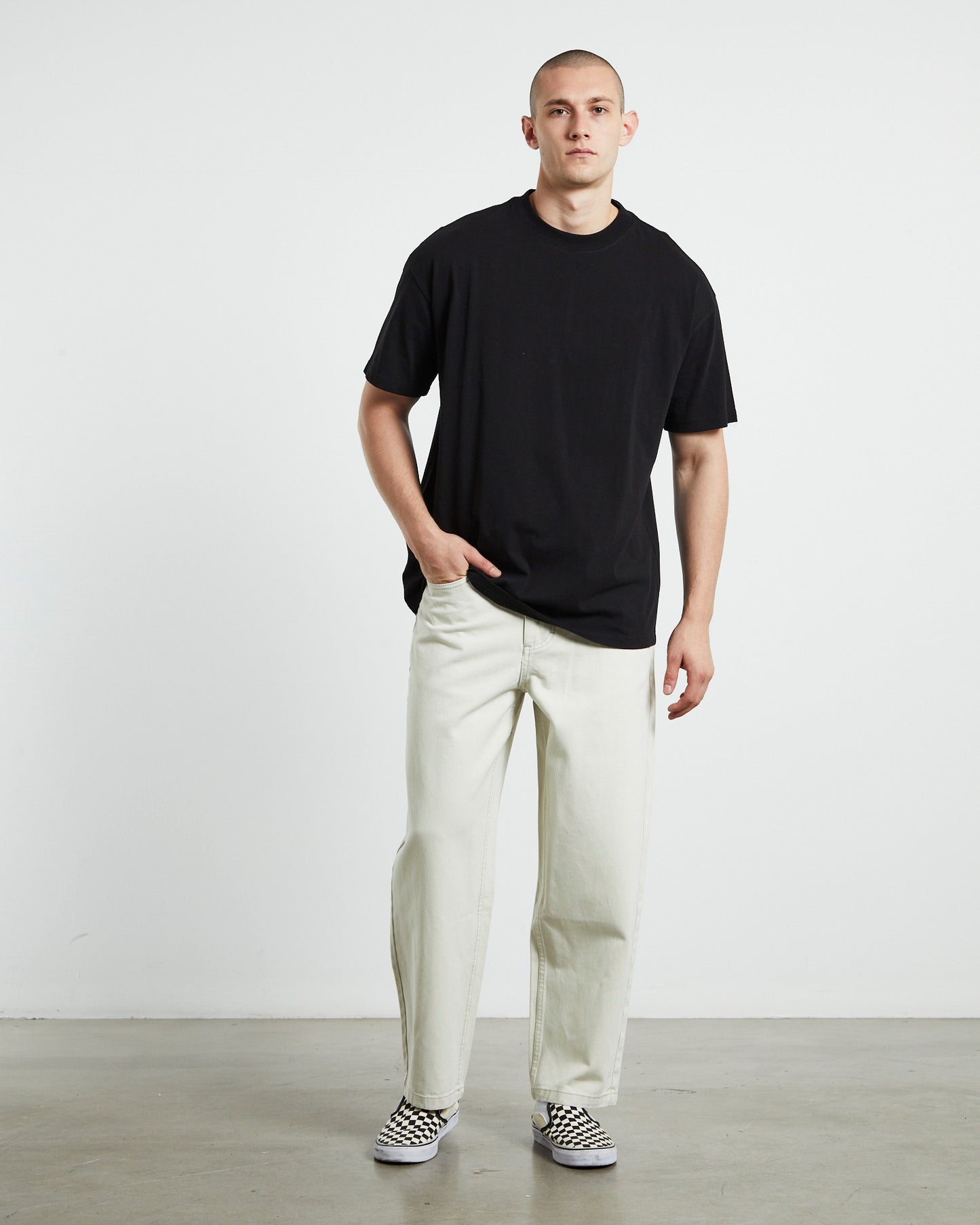 Wide Boy Contrast Stitch Ecru