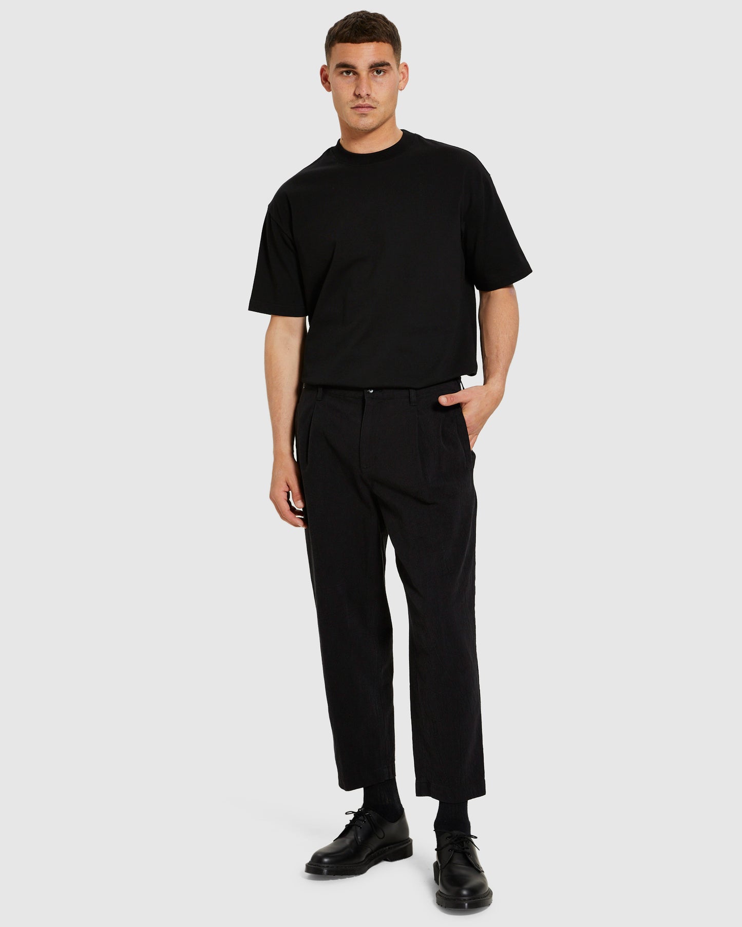 Cross Linen Pants Black