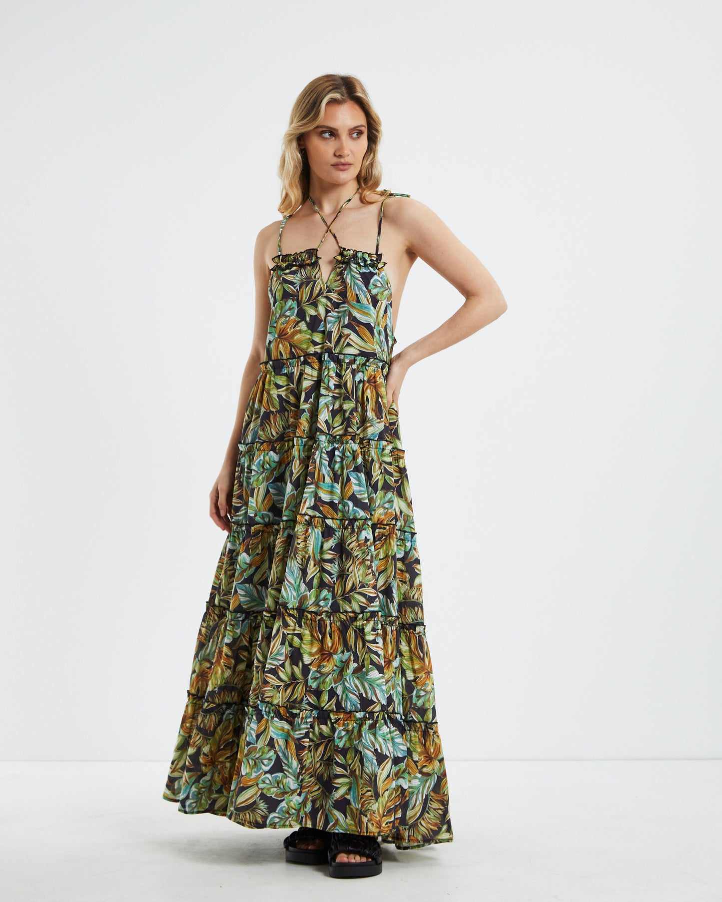 Senorita Maxi Dress Tropical Palm