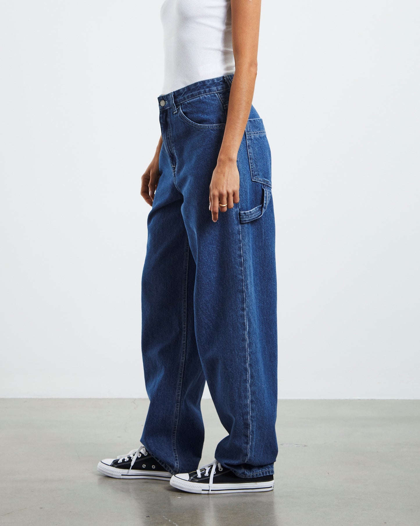 Faye Worker Denim Jeans Pebble Mid Stone