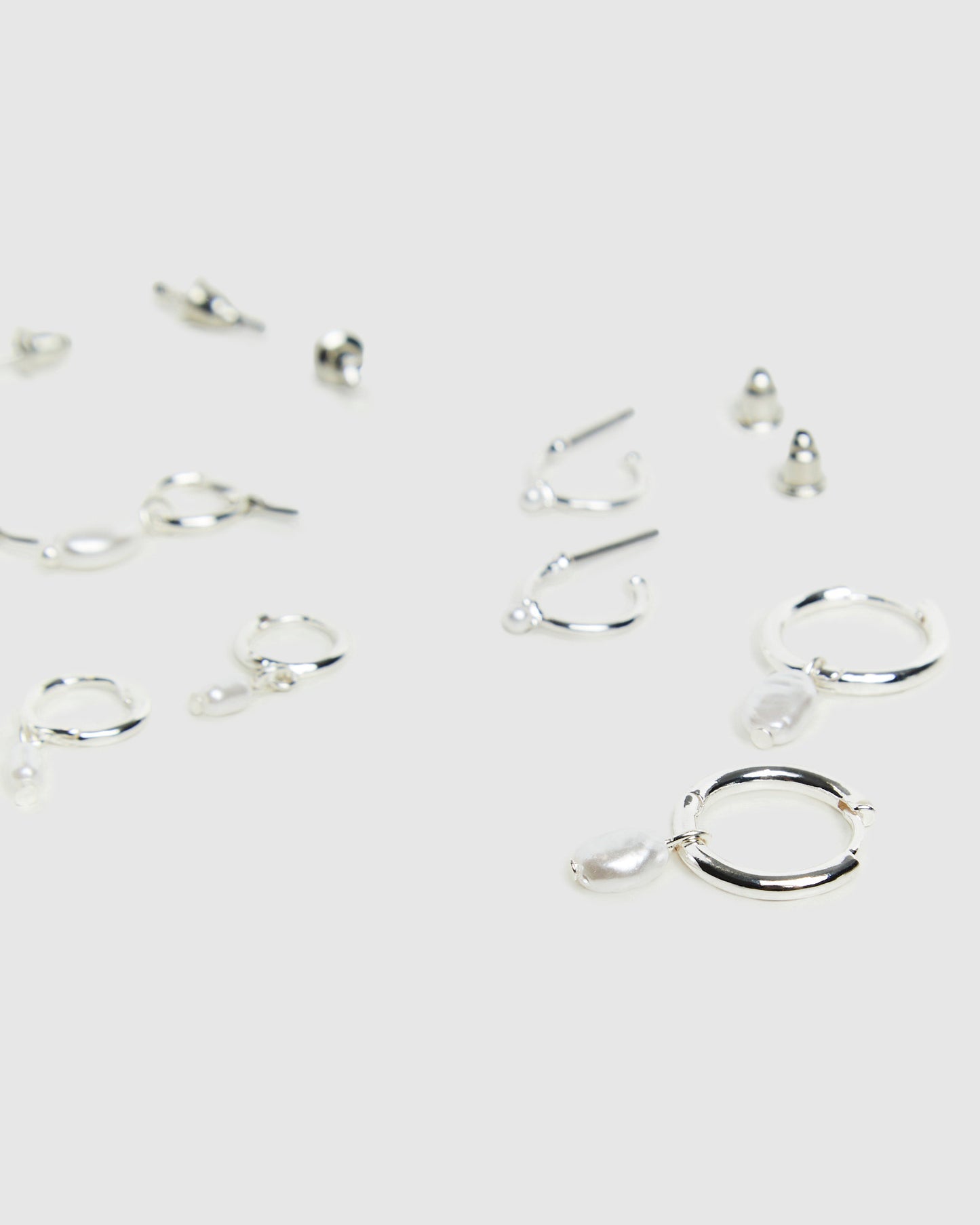 Frankie Pearl Earrings Pack Silver