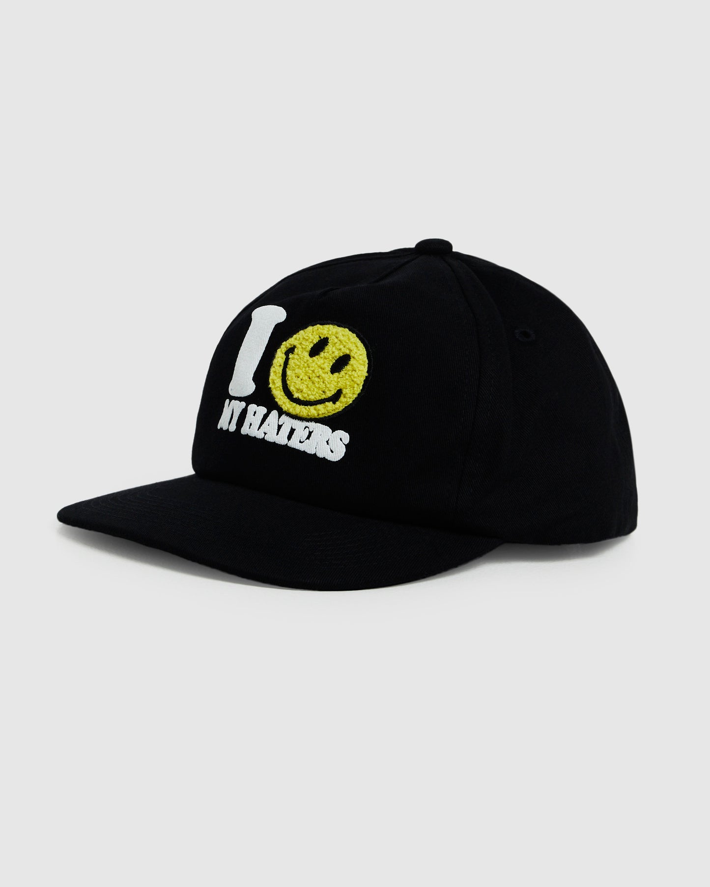 Smiley Haters 5 Panel Hat Vintage Black