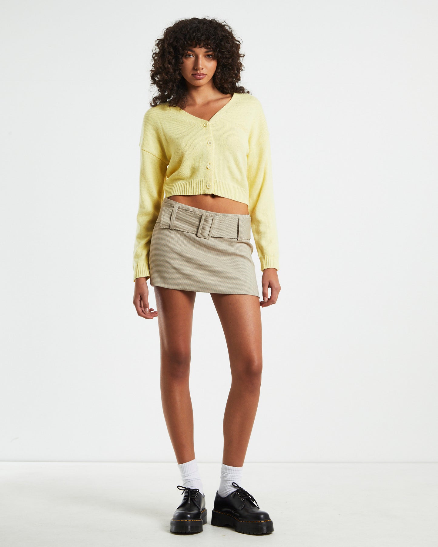 Nova Low Rise Geo Mini Skirt in Beige