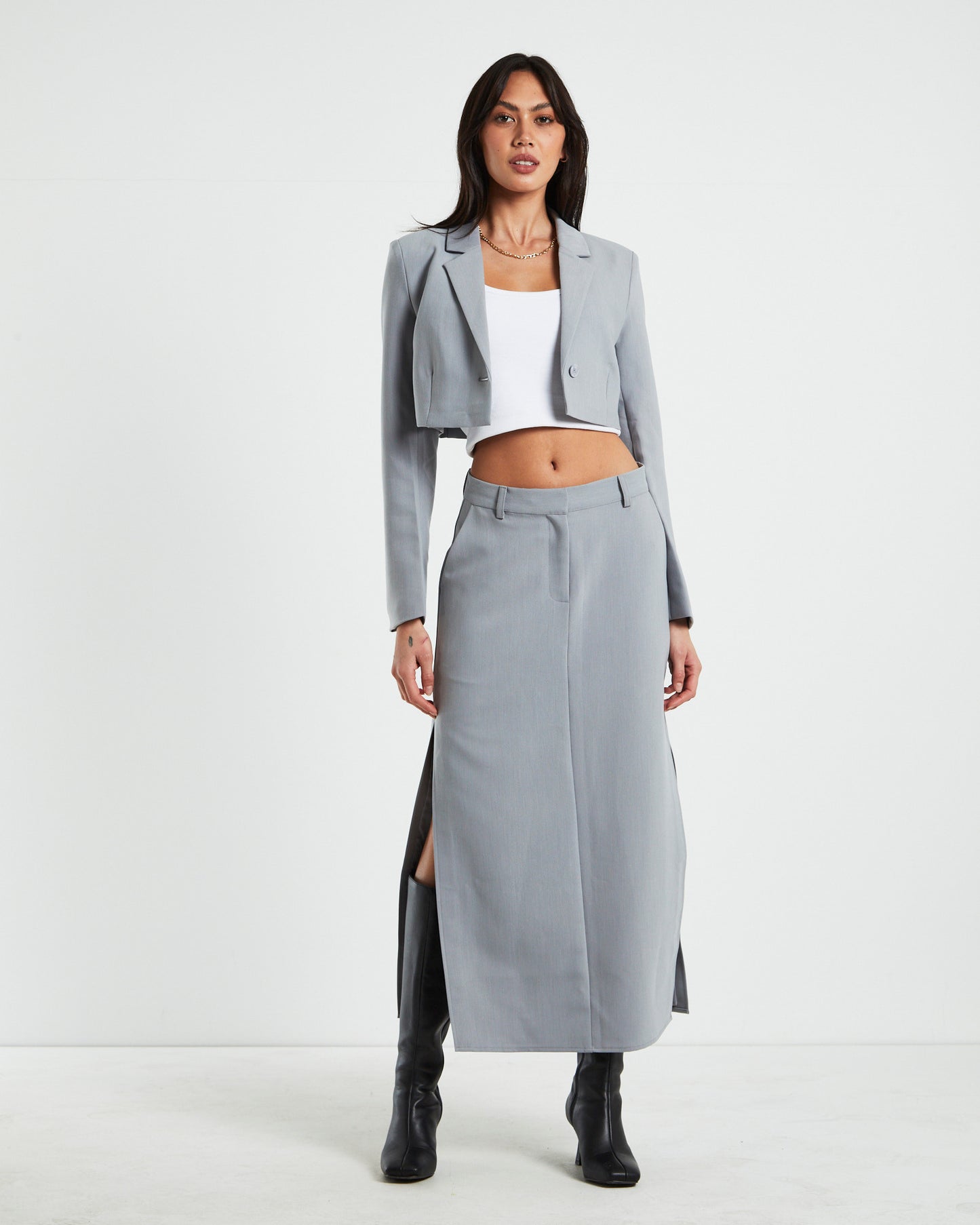 Myla Tailored Pencil Skirt Dove Grey